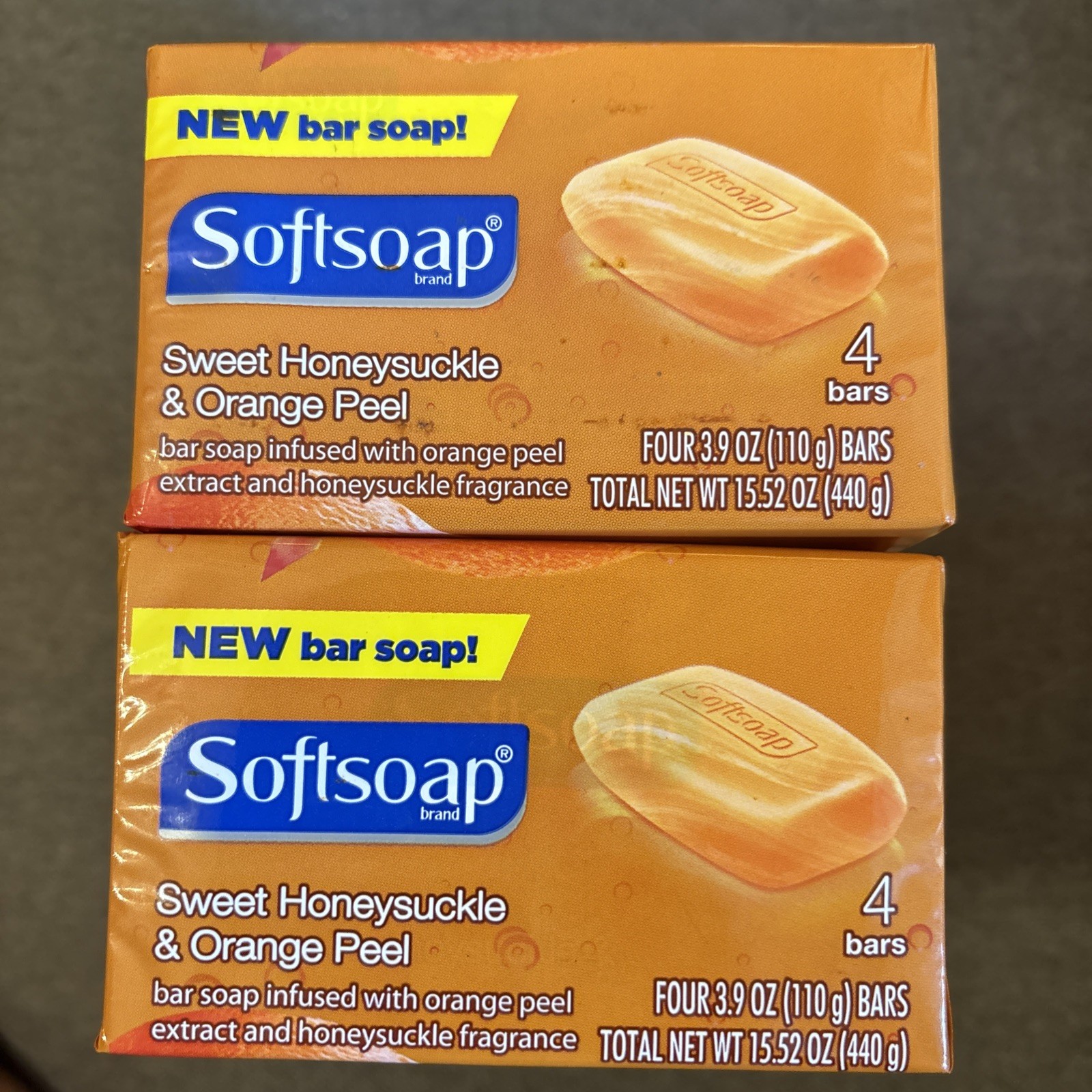 Softsoap Sweet Honeysuckle & Orange Peel Bar Soap 4 Bars 3.9 oz Lot of 2 New