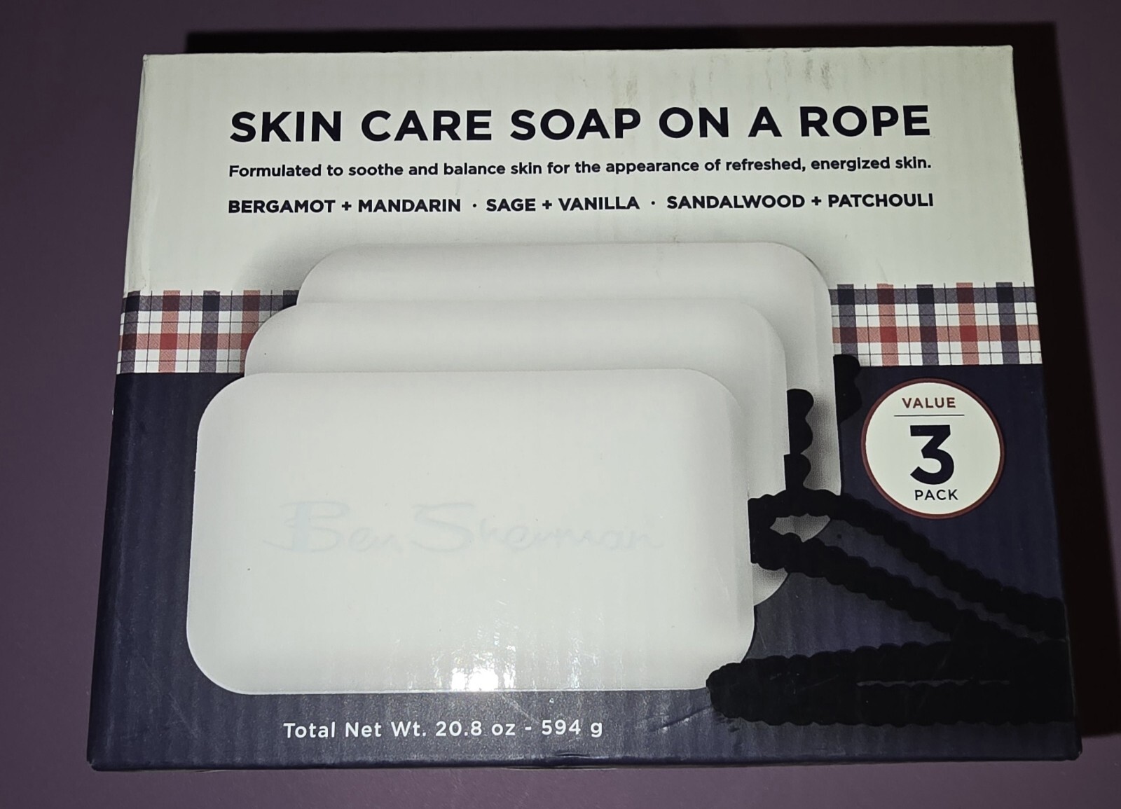 Ben Sherman Skin Care Soap on a Rope 3 Pack. Gifts for him.