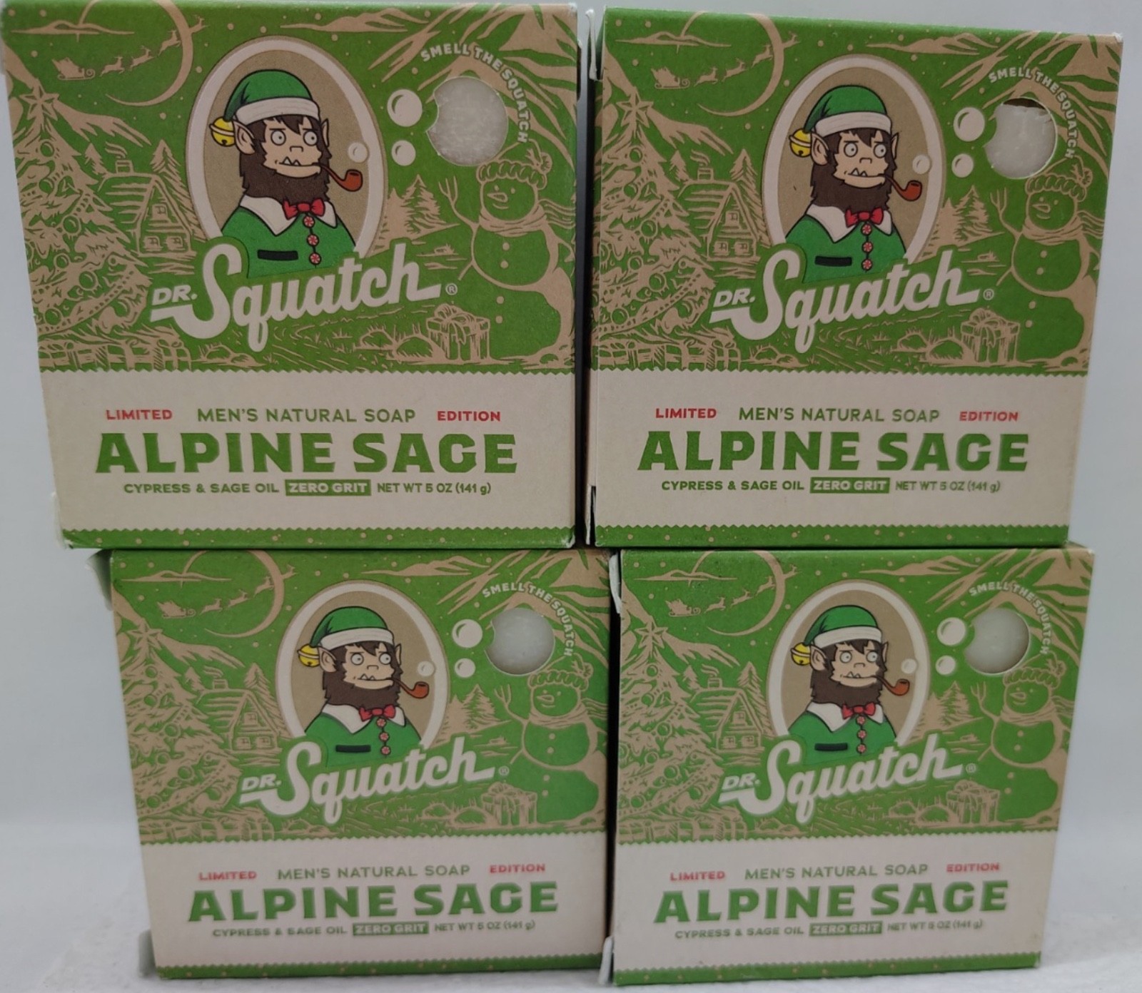 4 Pk Dr Squatch Limited Edition Mens Natural Soap Alpine Sage 5oz Ea NEW GIFTS!!