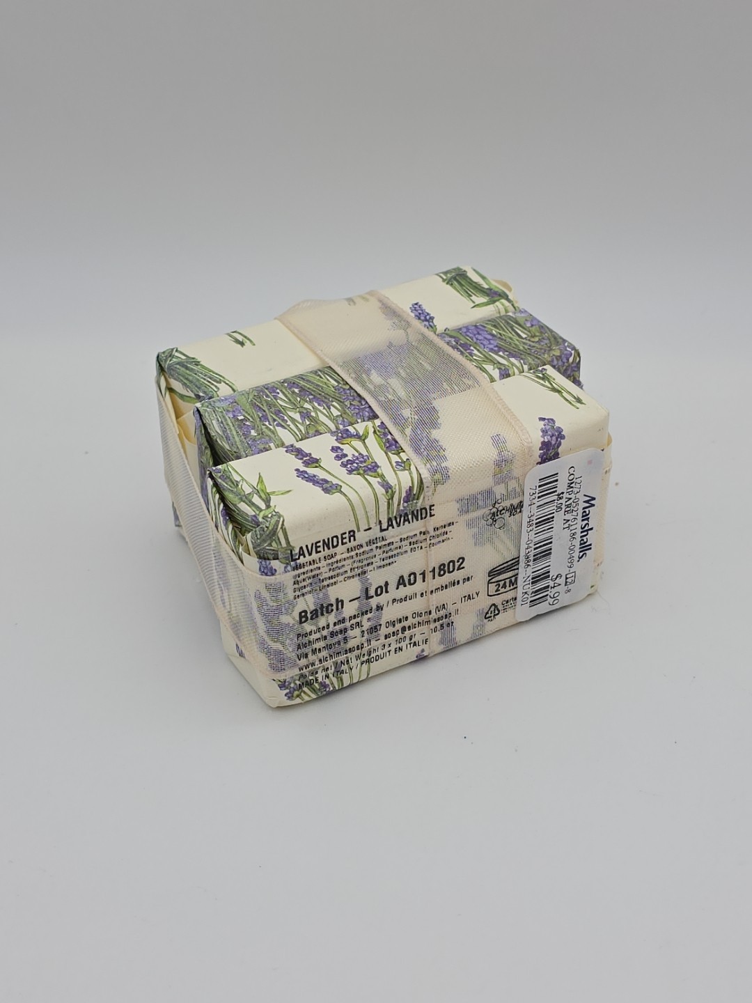 Alchimia Italy Lavender Soap Set of 3 Bars 10.5 oz Total