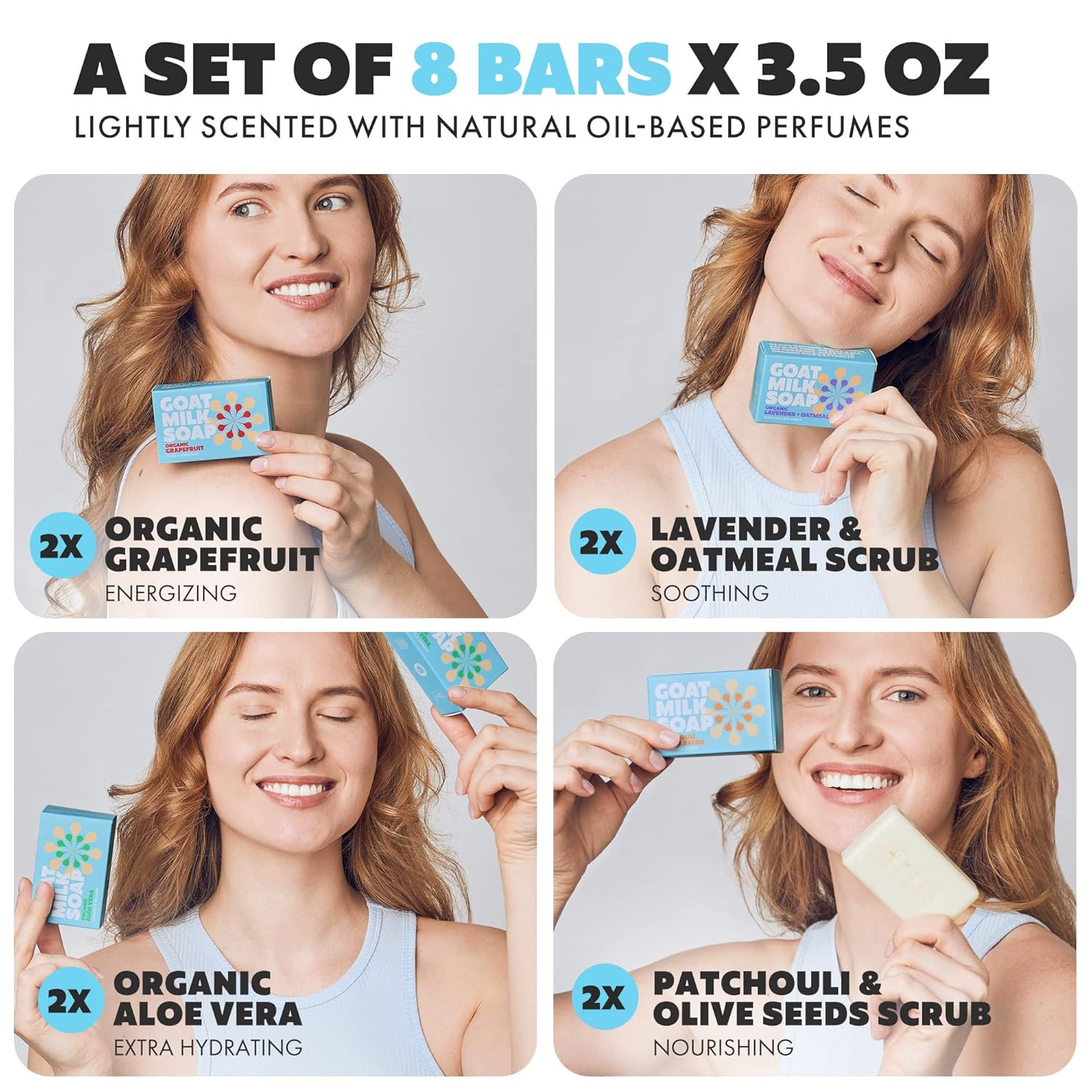 Skin Said Yes Goat Milk Soap Bar – 8 Bars 4 Unique Scents | Crafted in Greece |