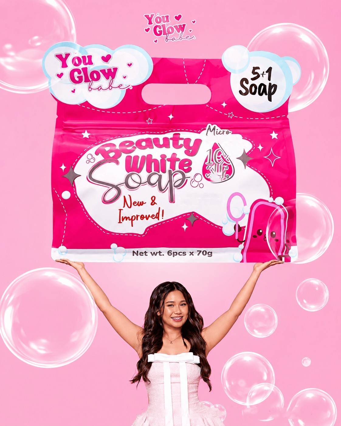 6 Bars You Glow Babe Beauty Soap New Packaging | Niacinamide, Snail Extract