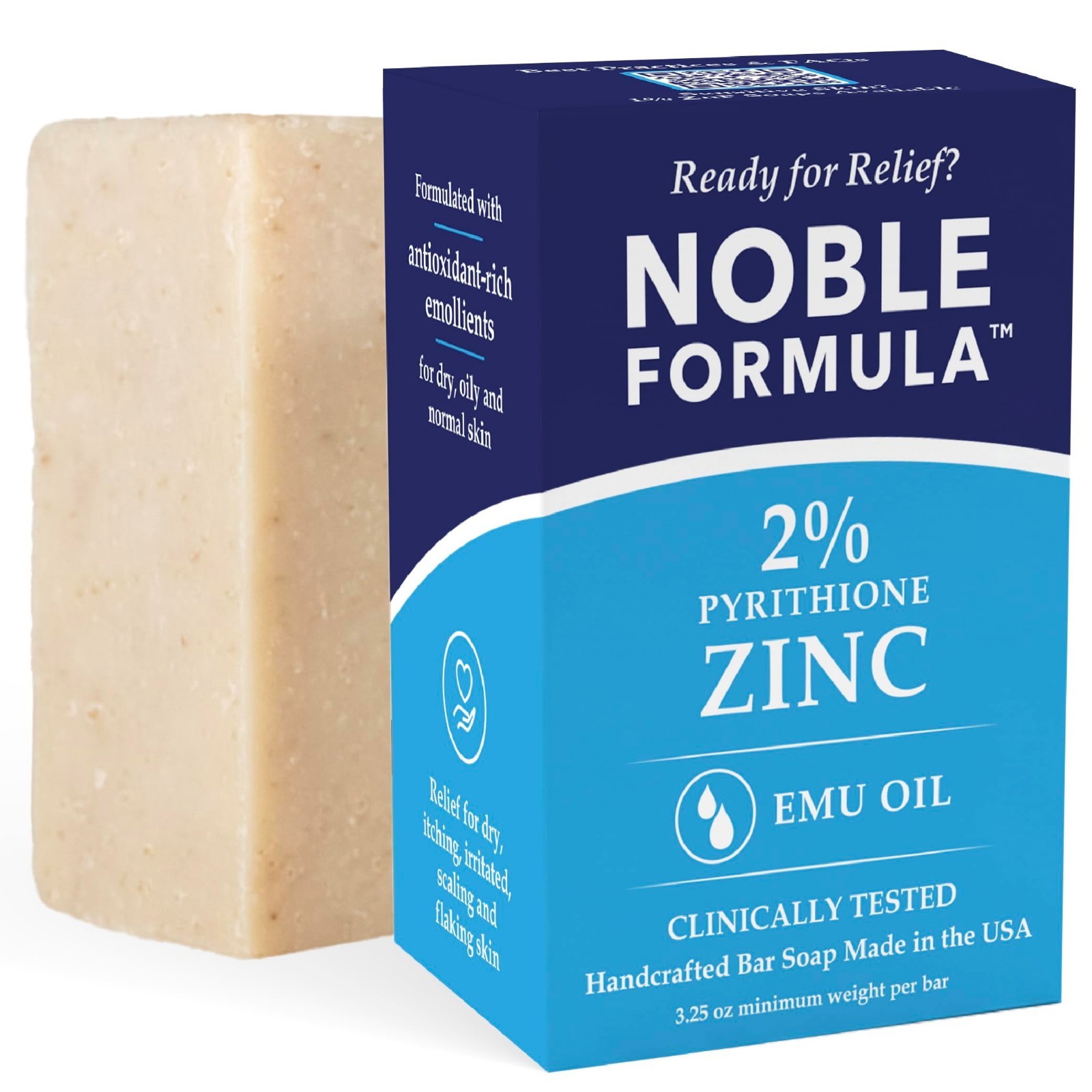 2% Pyrithione Zinc Soap Bar with Emu Oil – Face & Body Cleanser for Itchy Skin –