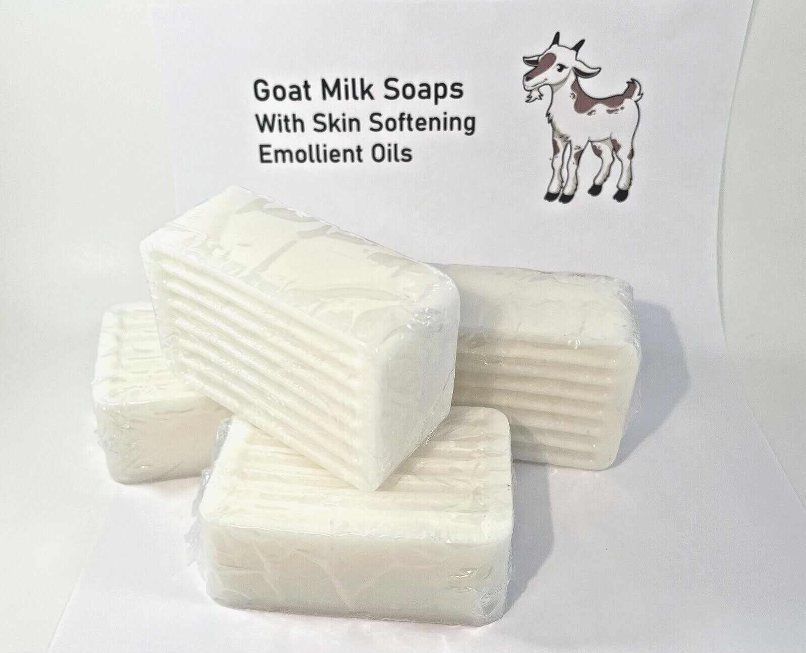 2 Big Bars Goat Milk Soap w/ Emollients PREMIUM Softens Skin Unscented Noopy’s