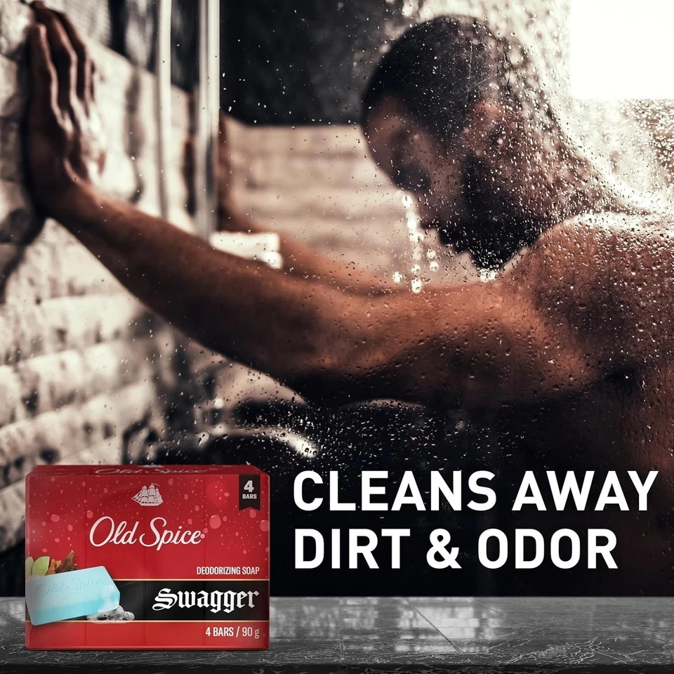 NEW SEALED Old Spice Swagger bar soap 4 bars pack feel fresh blue 90g each HTF