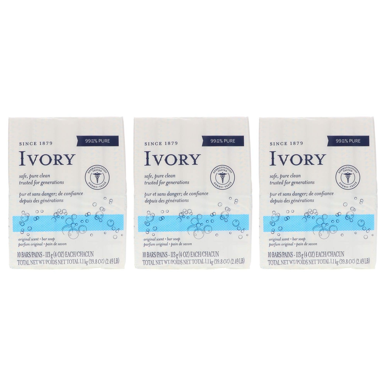 Ivory Soap, Original 4 oz Bars 10 ea (Pack of 3) 4 Ounce (Pack of 30)