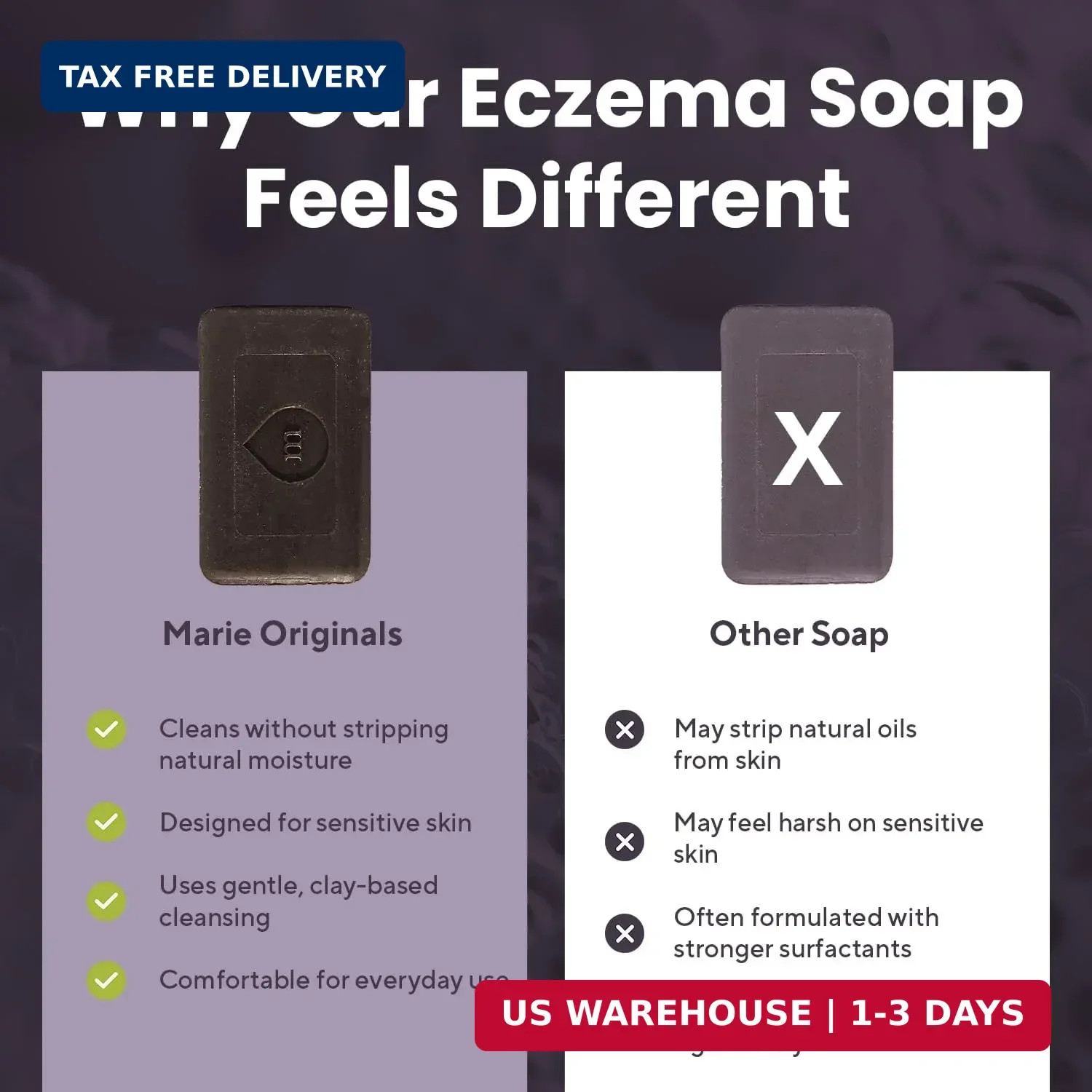 Marie Originals Eczema Face Soap Body Wash Bar – All Natural Psoriasis, Dermatit