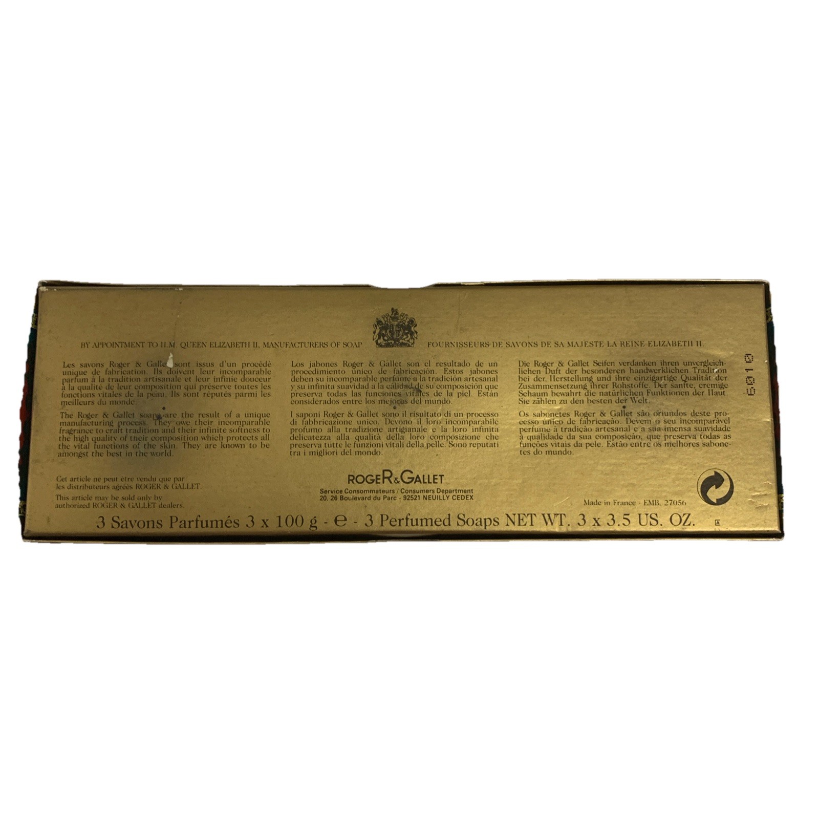 (1) ROGER & GALLET VETYVER VETIVER SOAP THREE 3.5 Oz DISC Bars Wrapped View