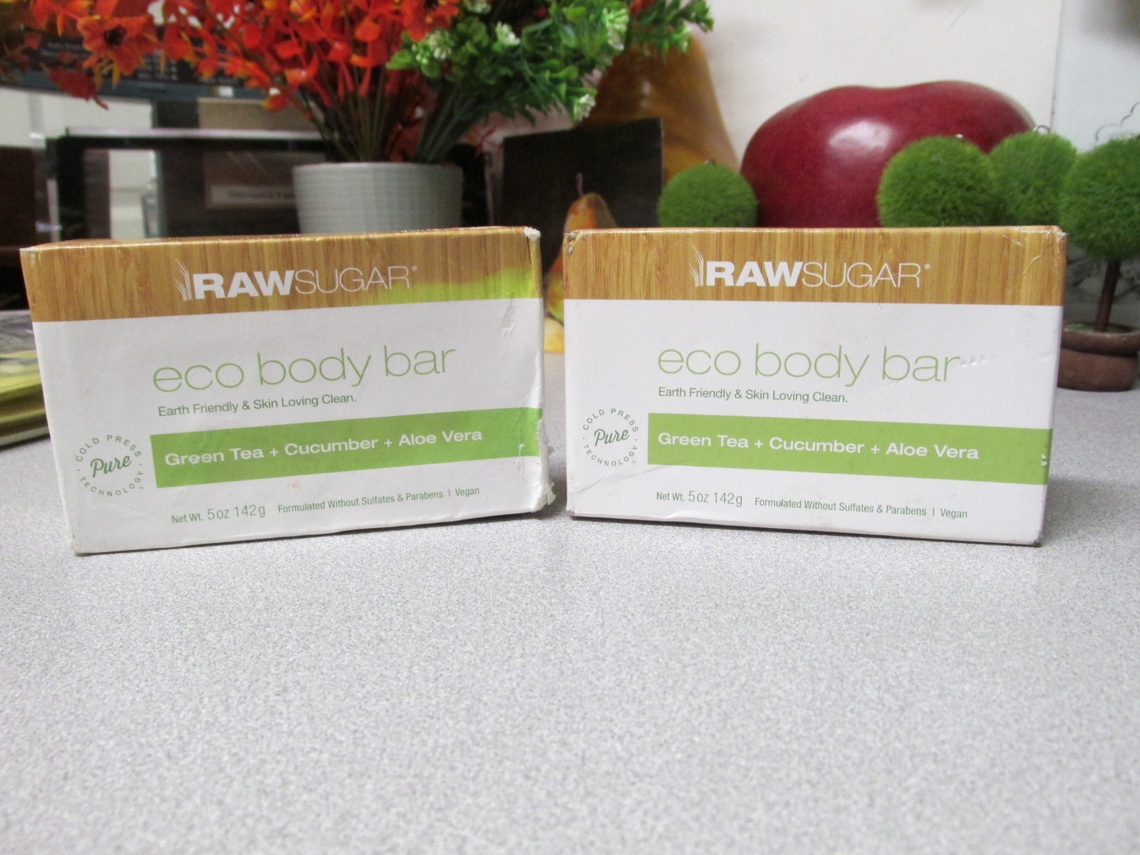 2 Raw Sugar Green Tea + Cucumber + Aloe Vera Eco Body Bar Soap 5 oz Vegan