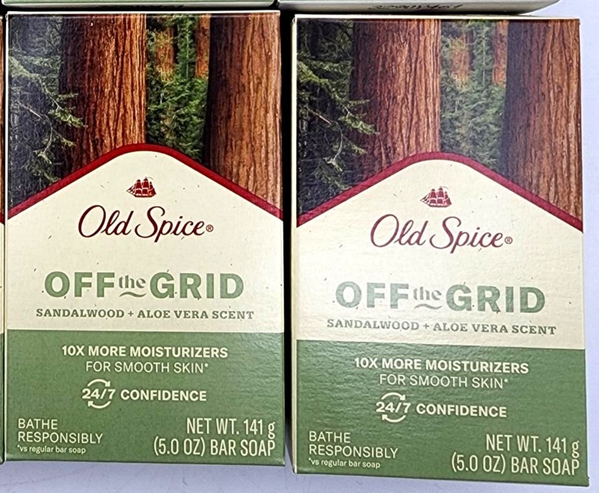 2 Bars Old Spice OFF THE GRID Moisturize Exfoliating Sandalwood Aloe Vera Soap