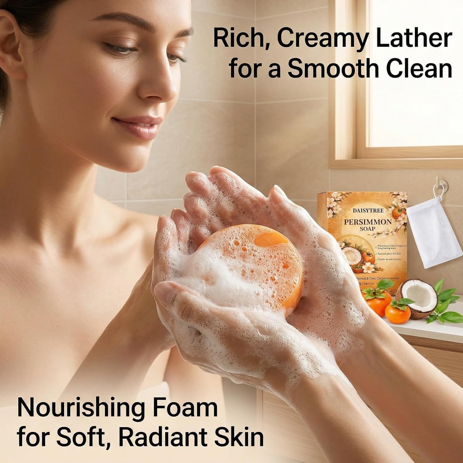 Persimmon Soap for Body Odor, Japanese Persimmon Soap, Contains Green Tea Ext…