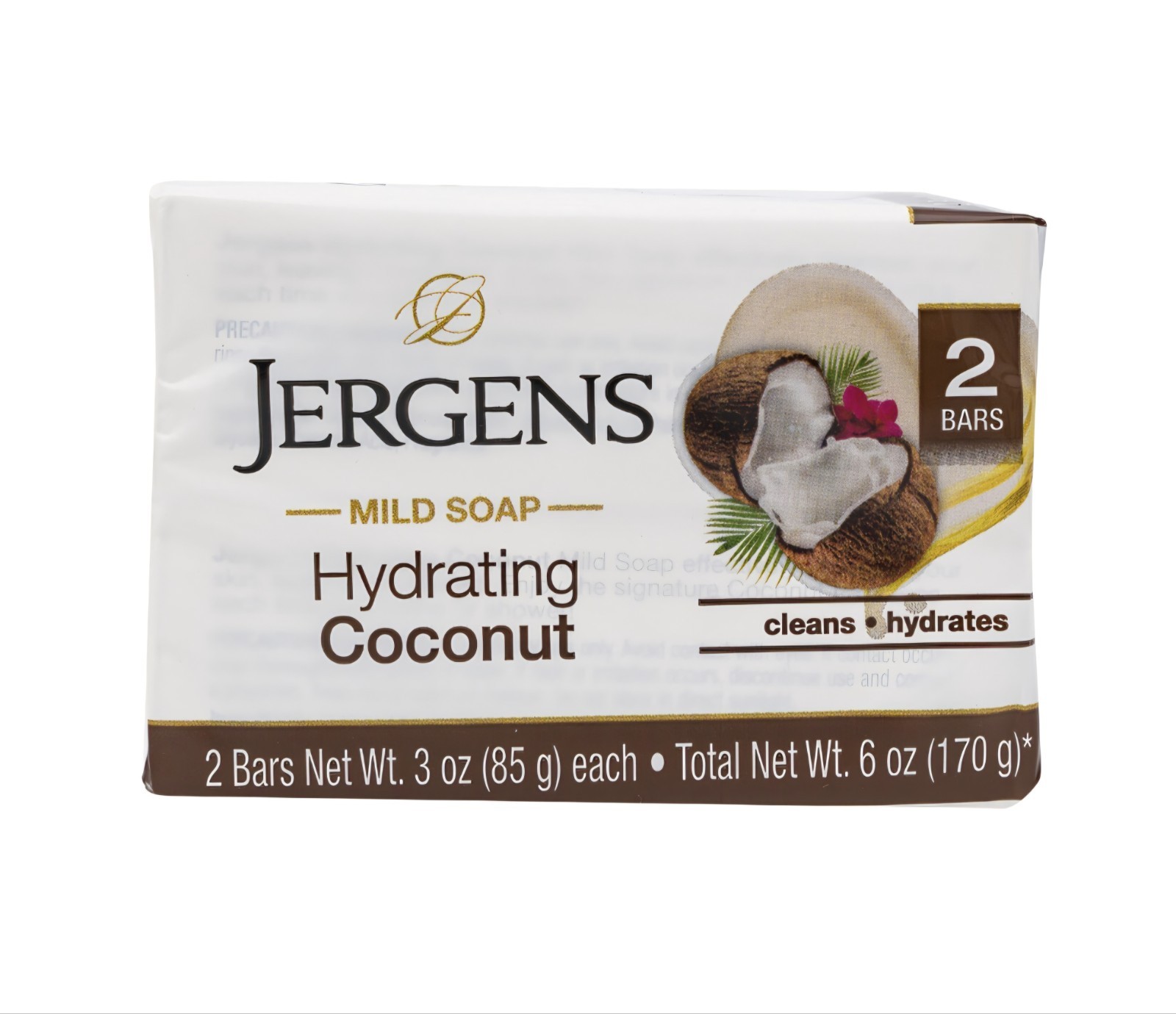 🤎 JERGENS 🤎 (2-BARS) 3 Oz 🥥🫧 ●HYDRATING COCONUT● 🥥🫧 ≈HYDRATING≈ Mild Soap.
