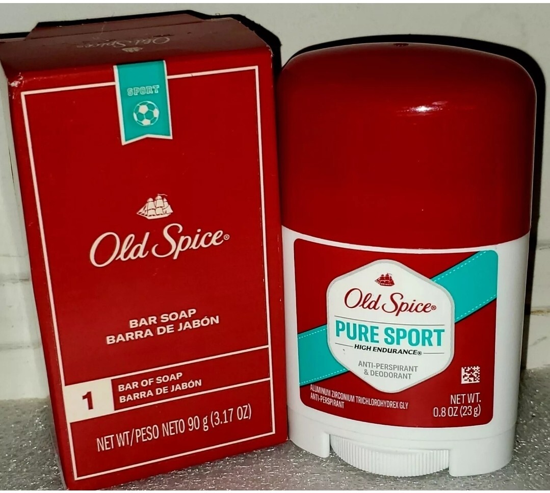 OLD SPICE PURE SPORT ANTI-PERSPIRANT DEODORANT (0.8oz) & SPORT BAR SOAP (3.17oz)
