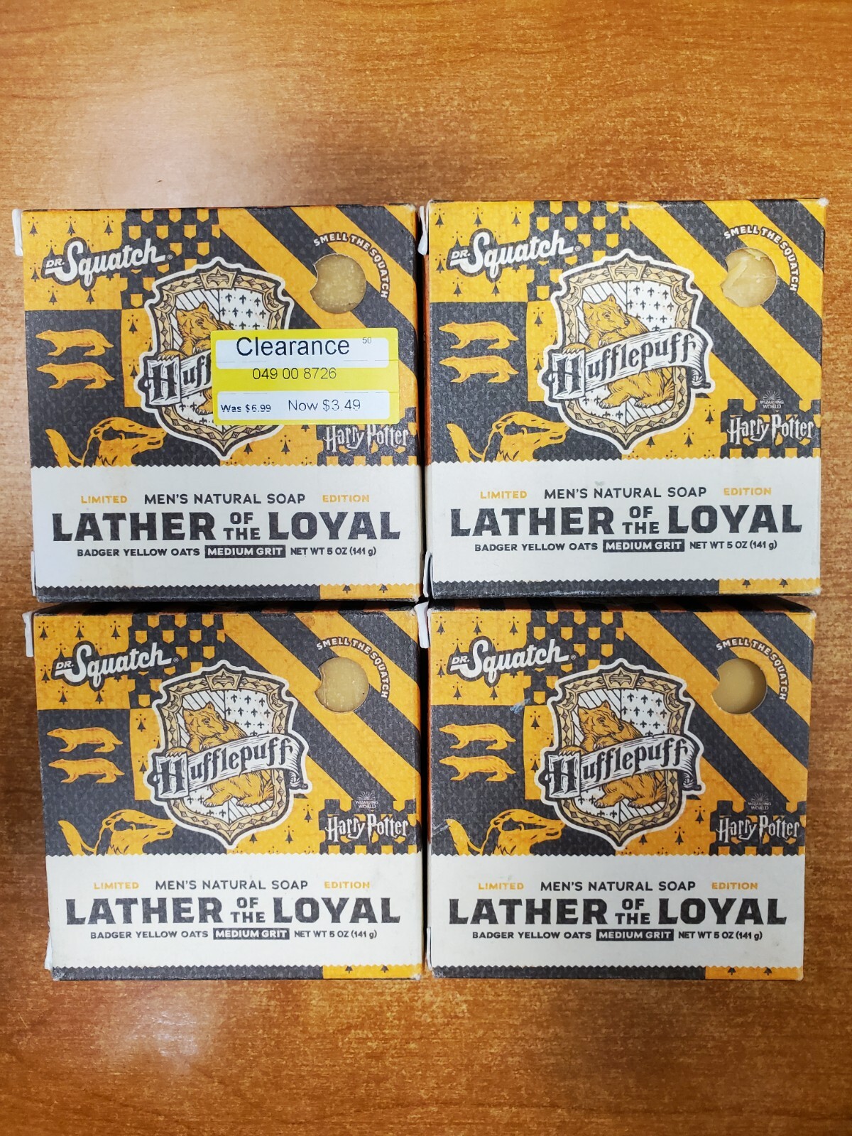 4 Bars: Dr. Squatch Bar Soap Harry Potter *HUFFLEPUFF* Med. Grit (2904)