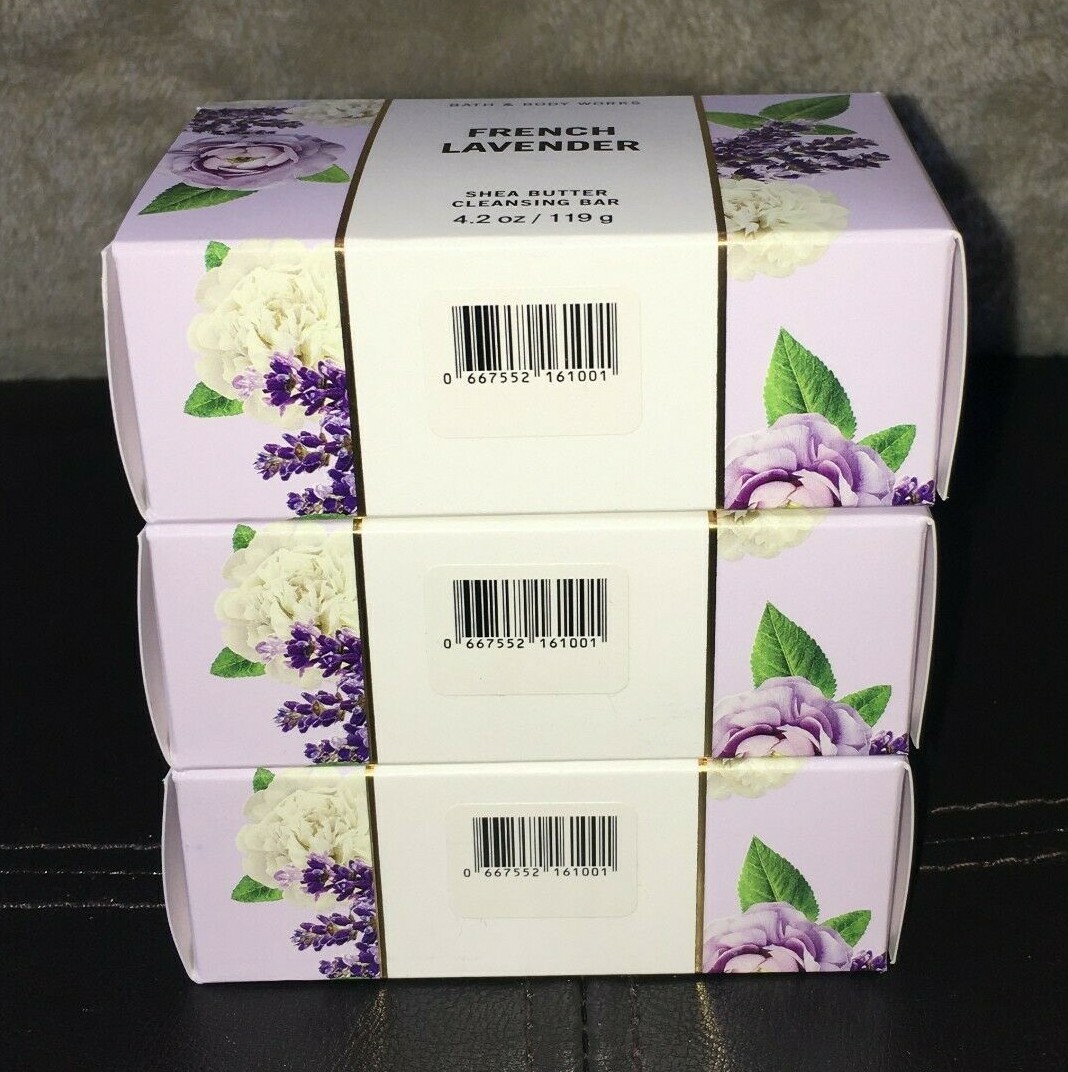 LOT Of 3 Bath & Body Works Shea Butter Cleansing Bar Soap French Lavender 4.2 oz