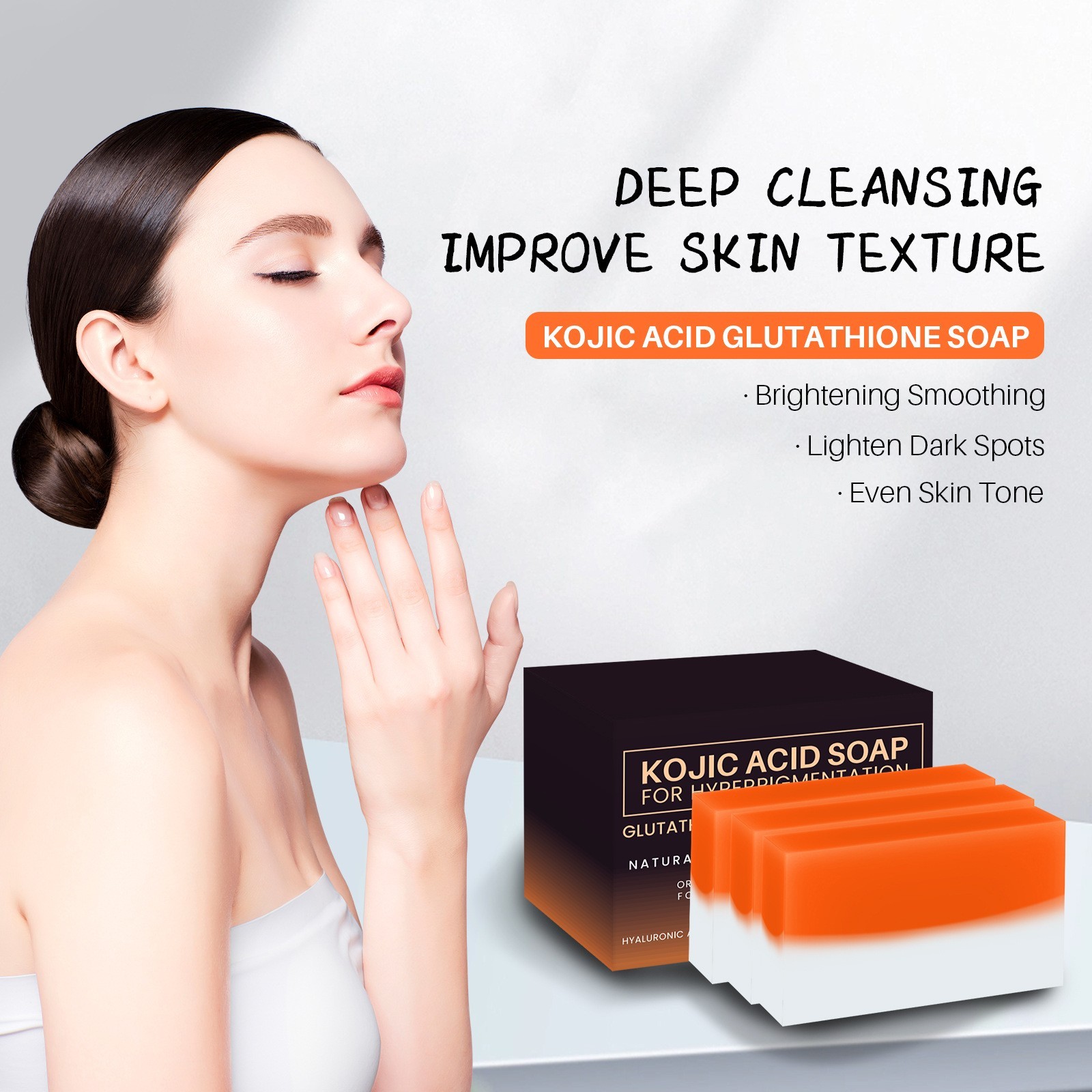 2 Pack Kojic Acid Soap Face & Body Soap Skin Deep Cleaning Dark Spot Corrector