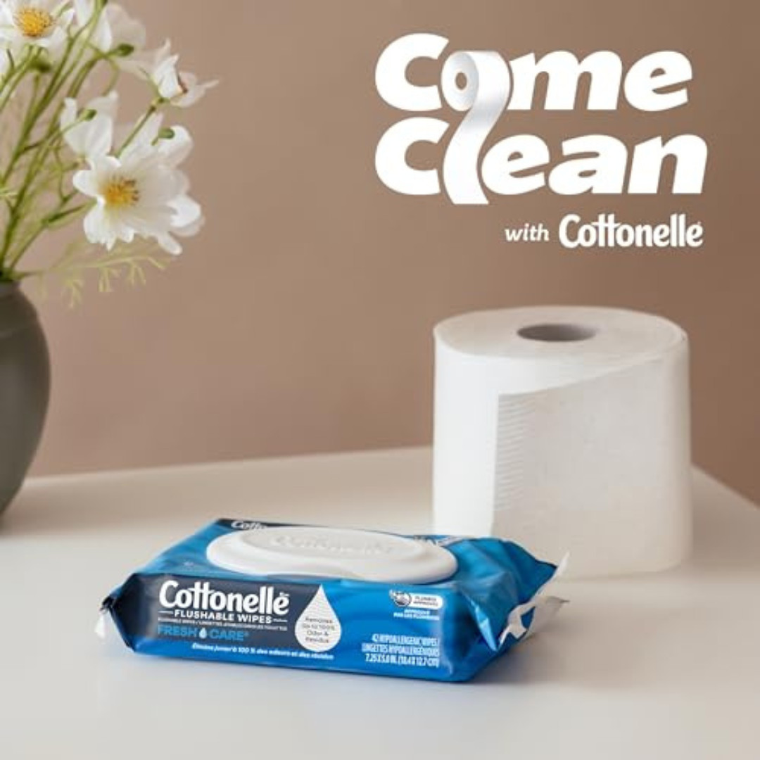Cottonelle FreshFeel Flushable Wet Wipes for Adults and Kids, 8 Flip-Top Packs
