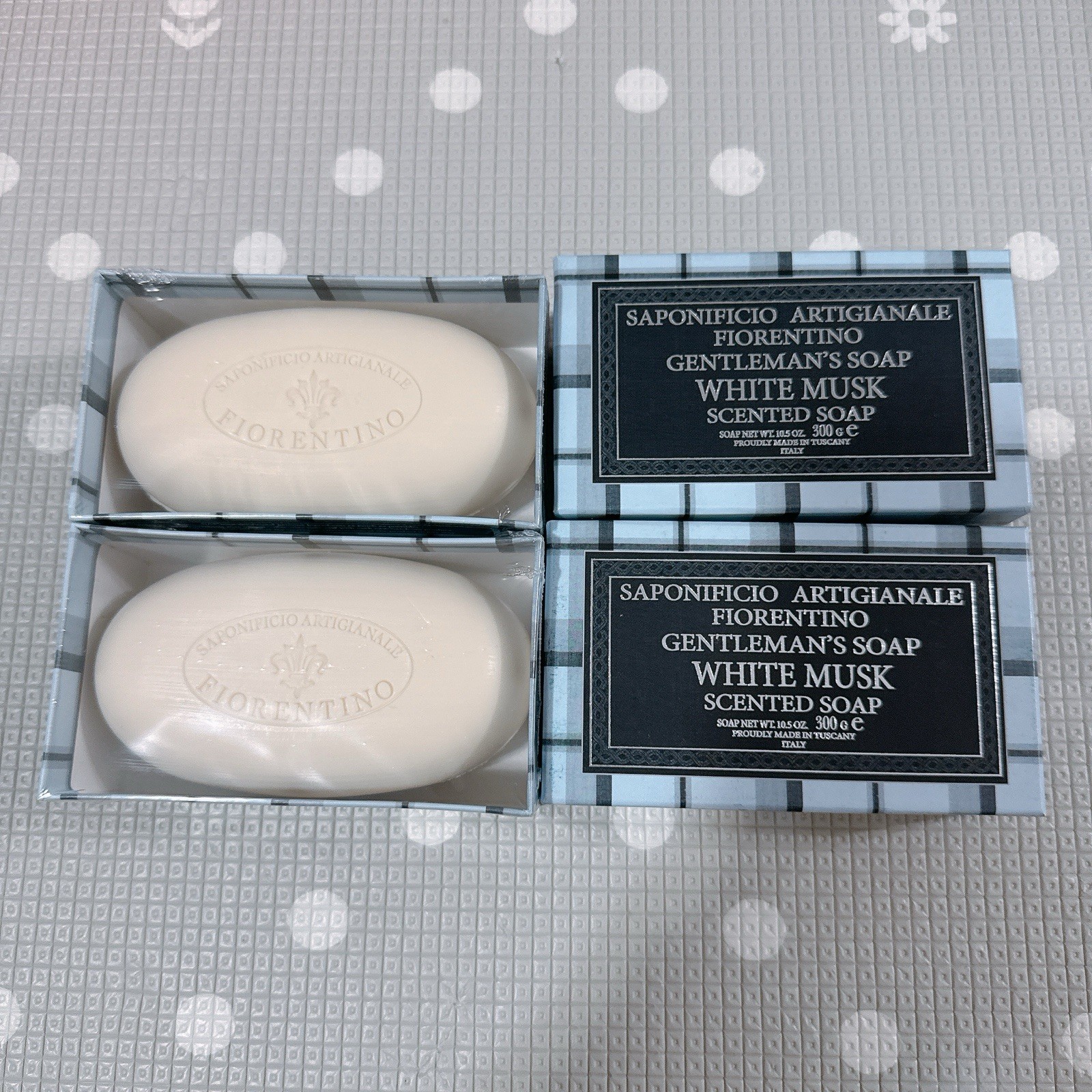 2 Box SAPONIFICIO ARGIANALE FIORENTINO MEN BAR Soap 10.5oz Italy WHITE MUSK