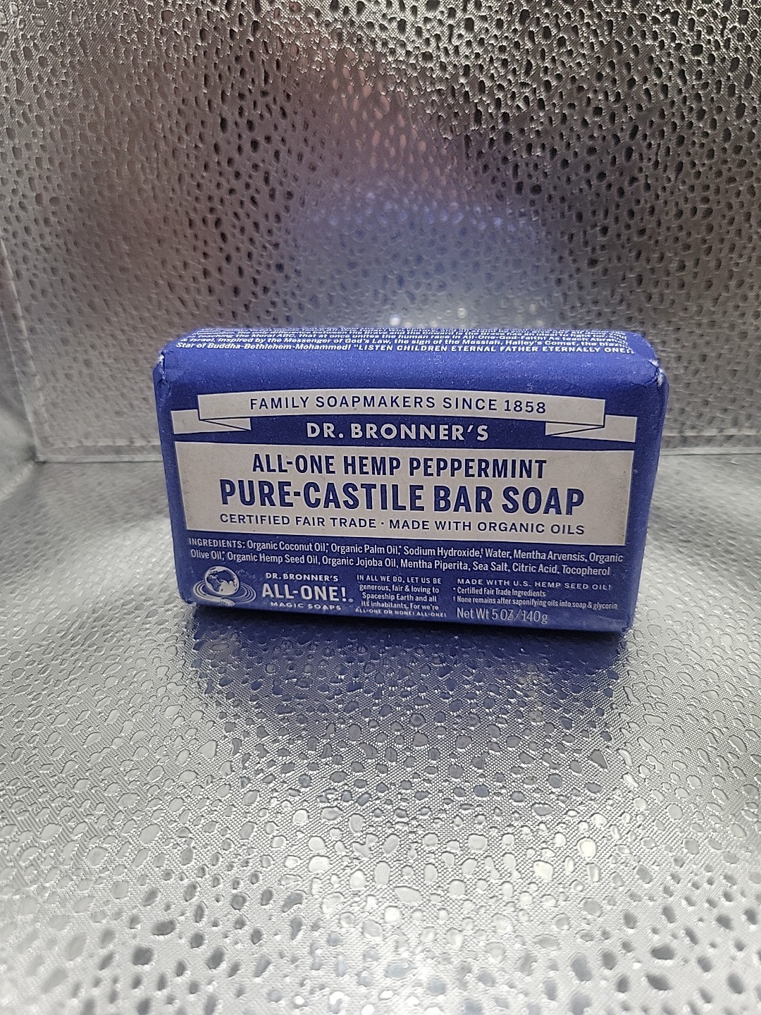 Dr. Bronners Pure-Castile Bar Soap Peppermint Hemp 5 oz Fair-Trade