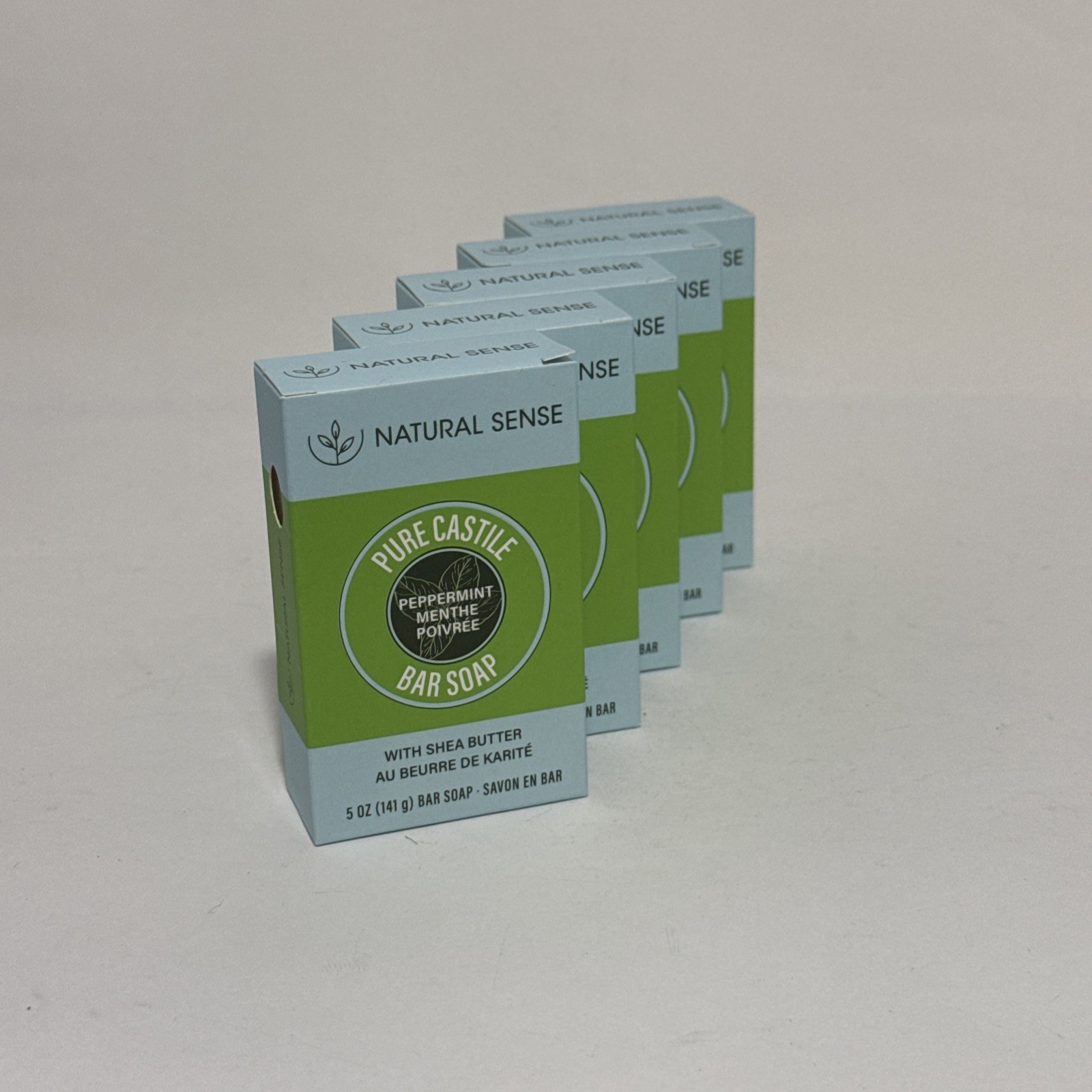 Natural Sense Pure Castile Peppermint Bar Soap Plant Based 5 oz (141g) ~ 5 Pack