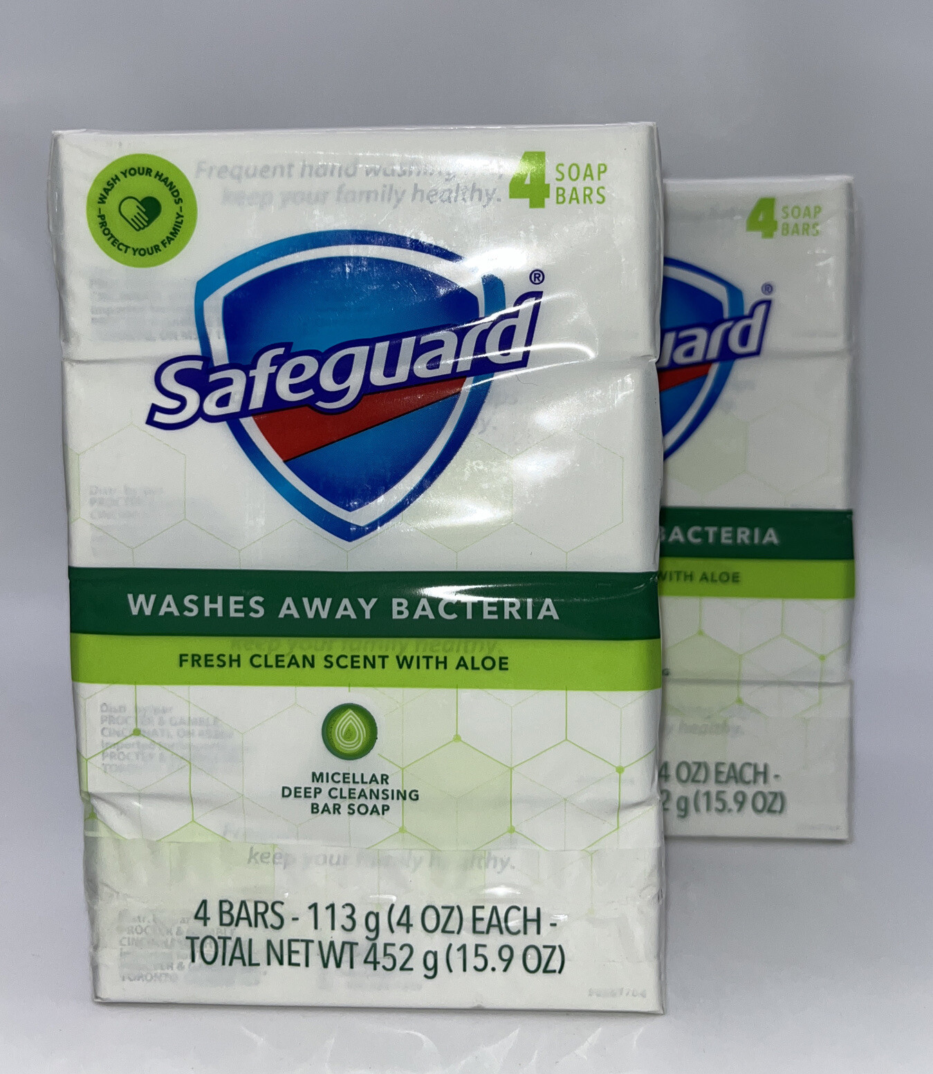 SAFEGUARD Soap White w/ touch of Aloe ( 8 bars ) PRIORITY SHIP!
