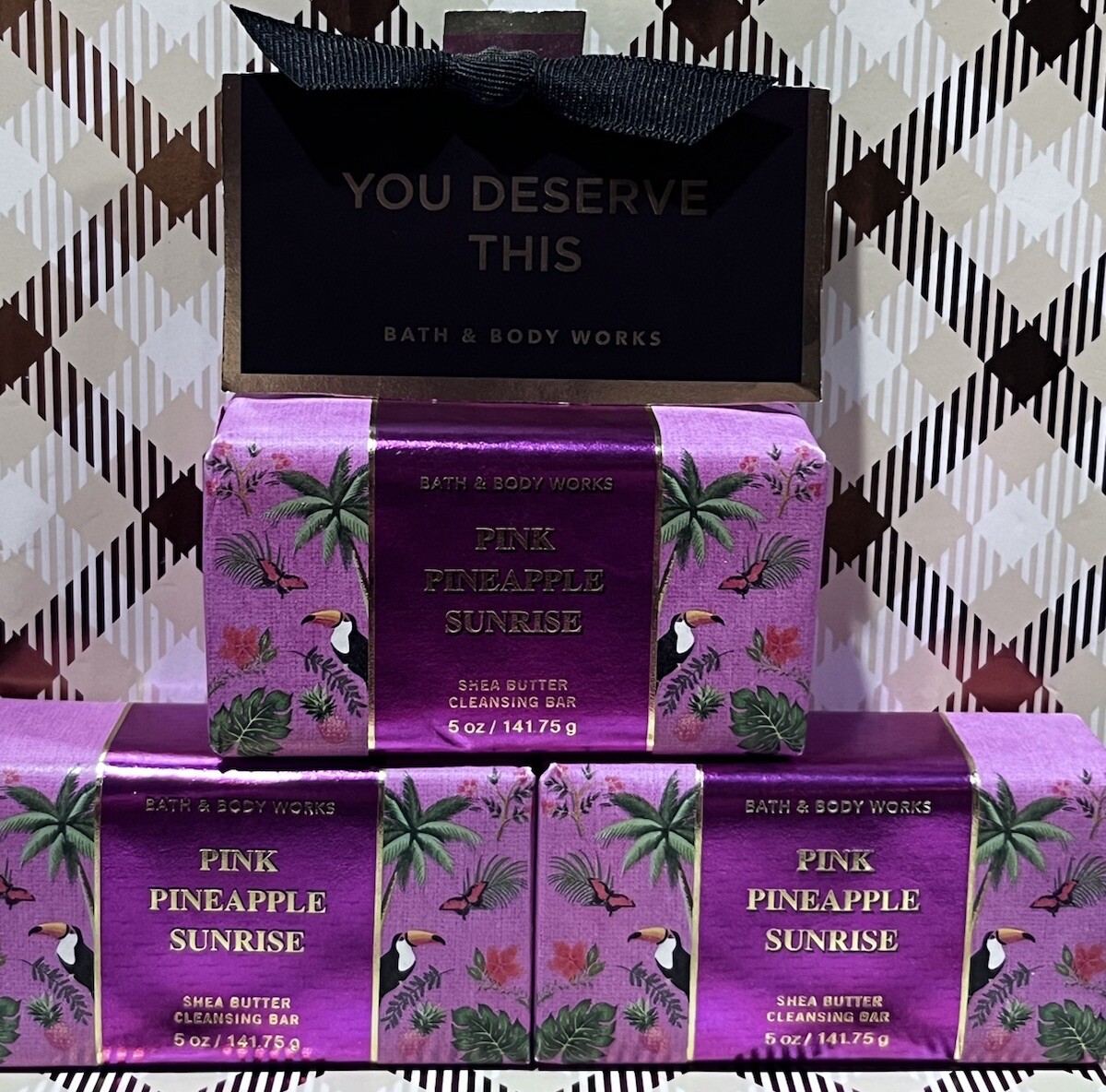 X3 PINK PINEAPPLE SUNRISE Bath & Body Works Bar Shea Butter Cleansing Soap