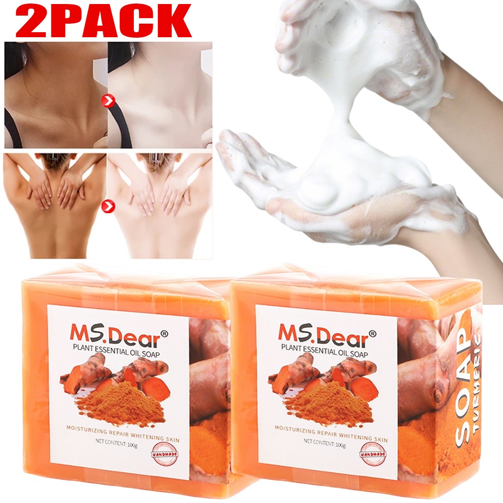 2 PCS Turmeric Soap Bar, Natural Bar Soap for Face & Body, Tumeric Bar Gift US