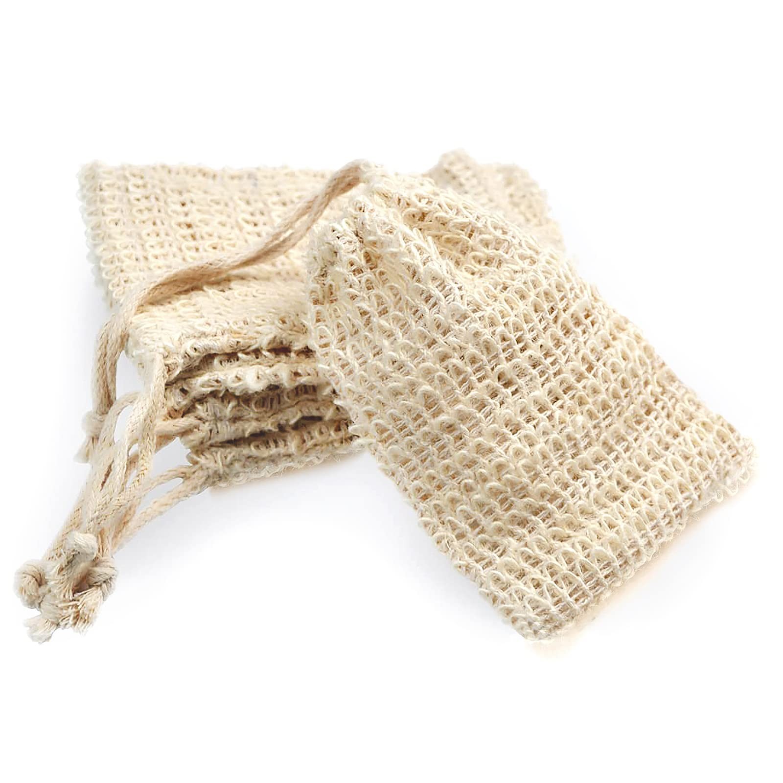 5 Pack Sisal Soap Saver Bags Exfoliating Soap Pouch Set
