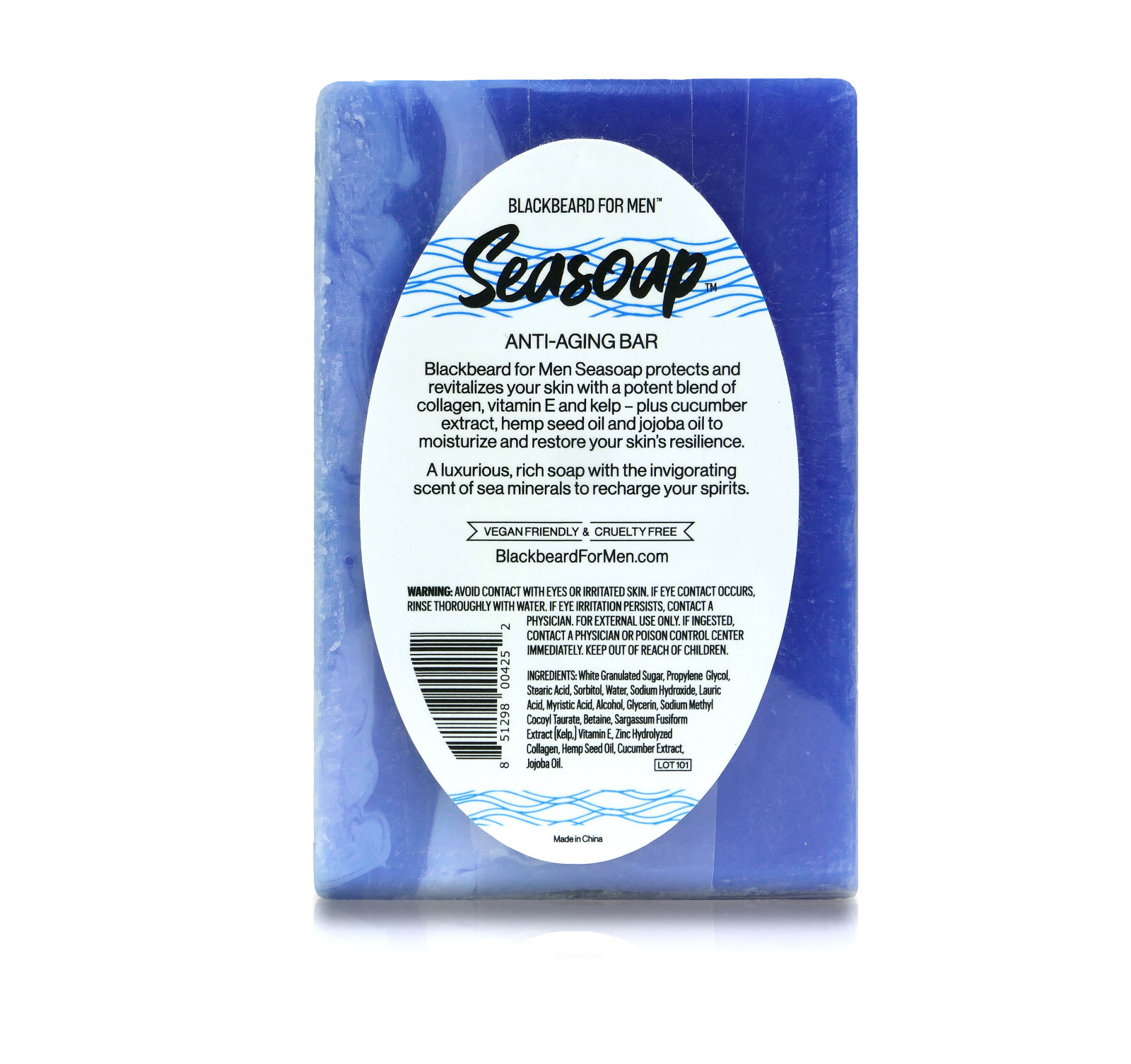 Blackbeard for Men Seasoap Anti-Aging Bar Soap w/Collagen, Vitamin E and Kelp