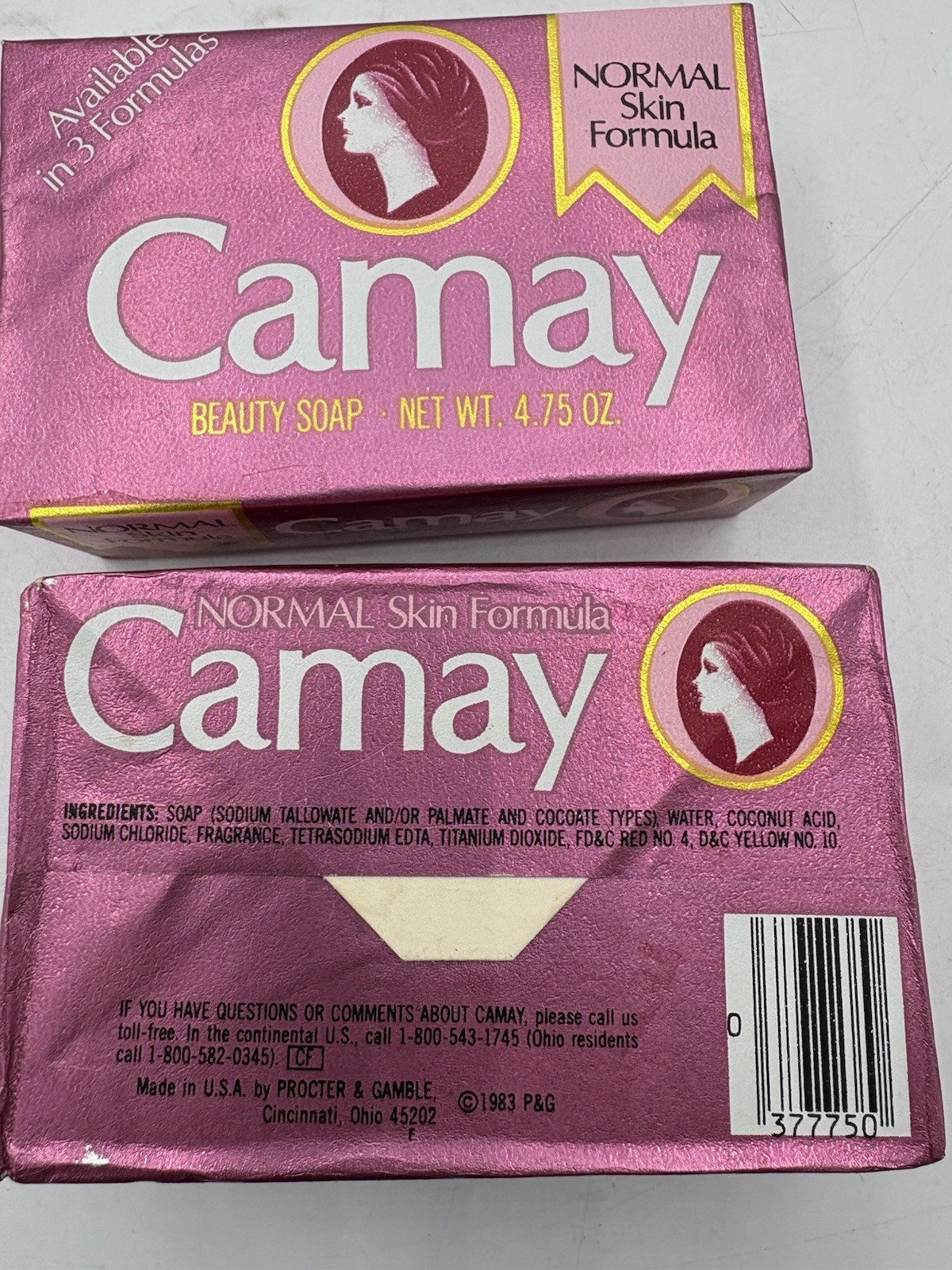 2 Vintage 1983 CAMAY Beauty Soap Bar Normal Skin 4.75 oz Prop Movie NOS