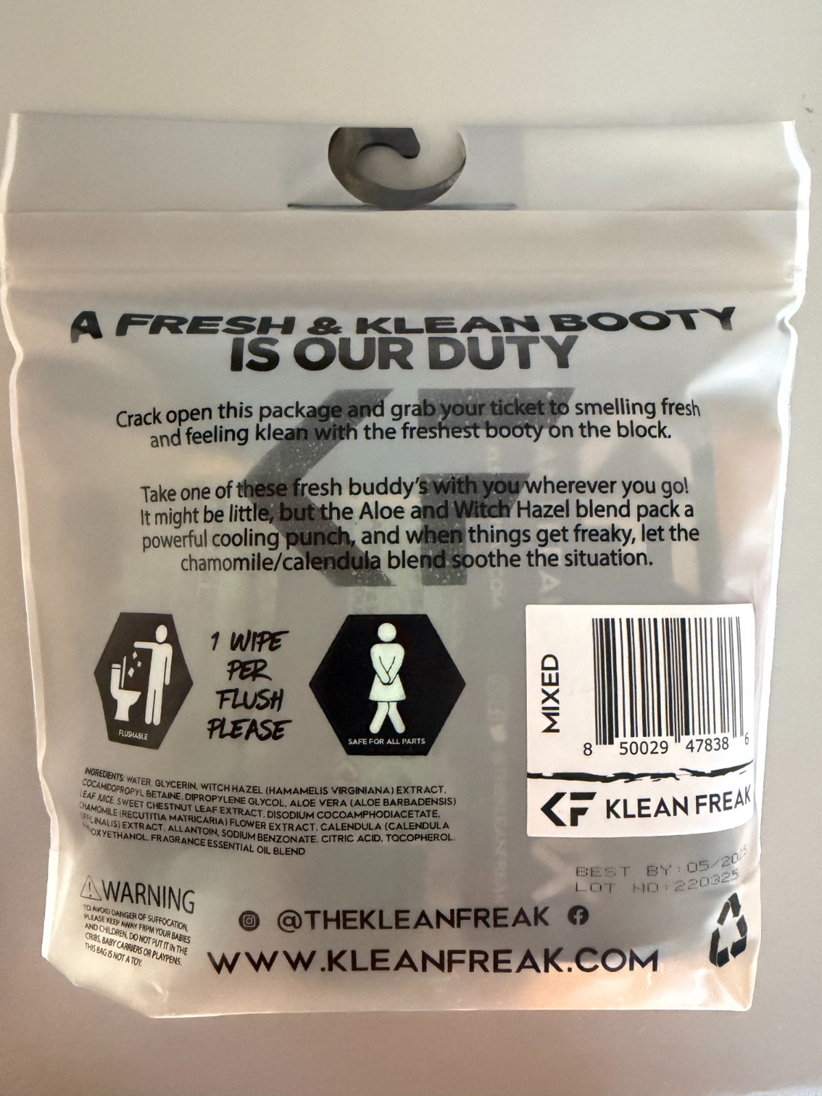 Klean Freak Scented Flushable Wipes