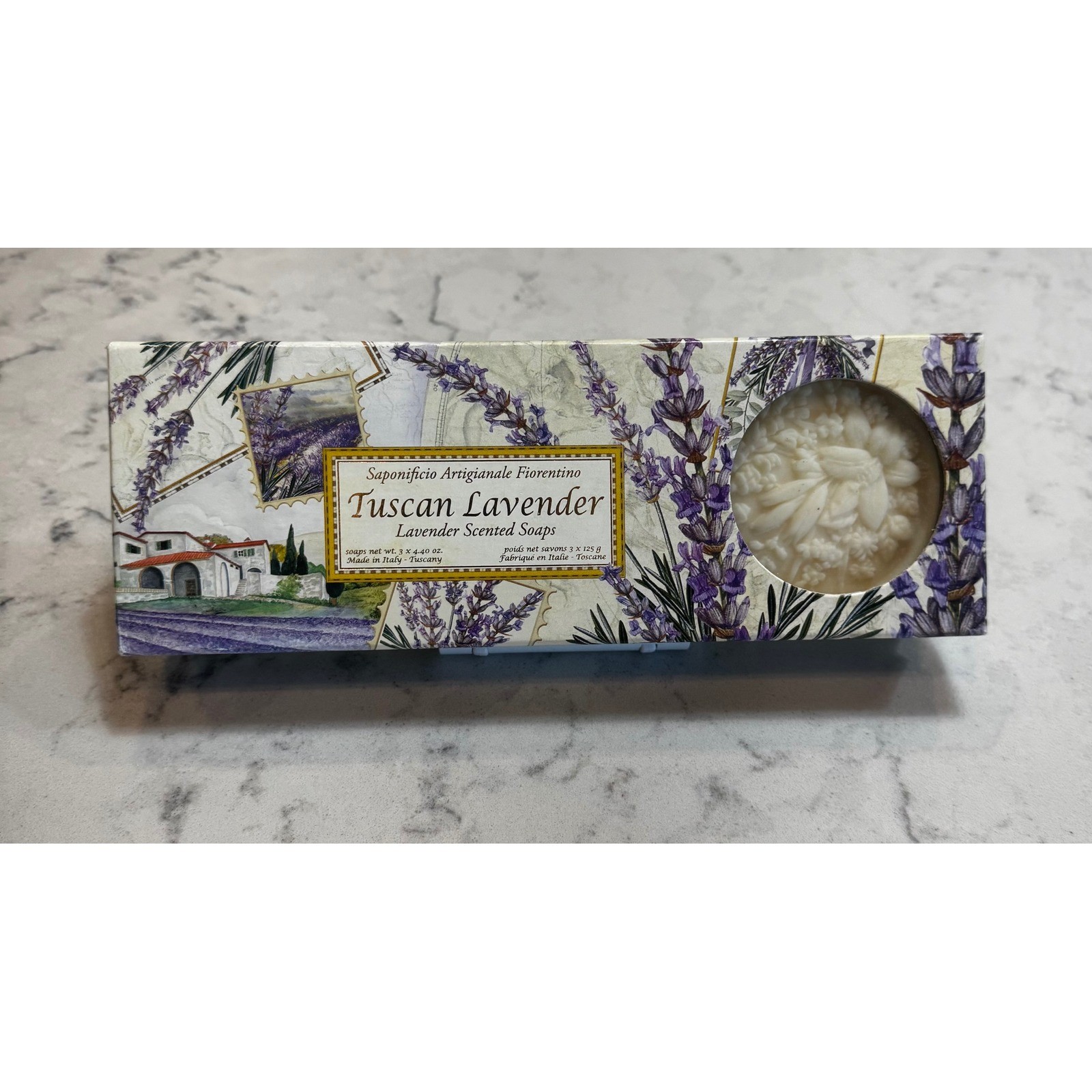New Saponificio Artigianale Fiorentino Tuscan Lavender Soap Set of 3 Italy