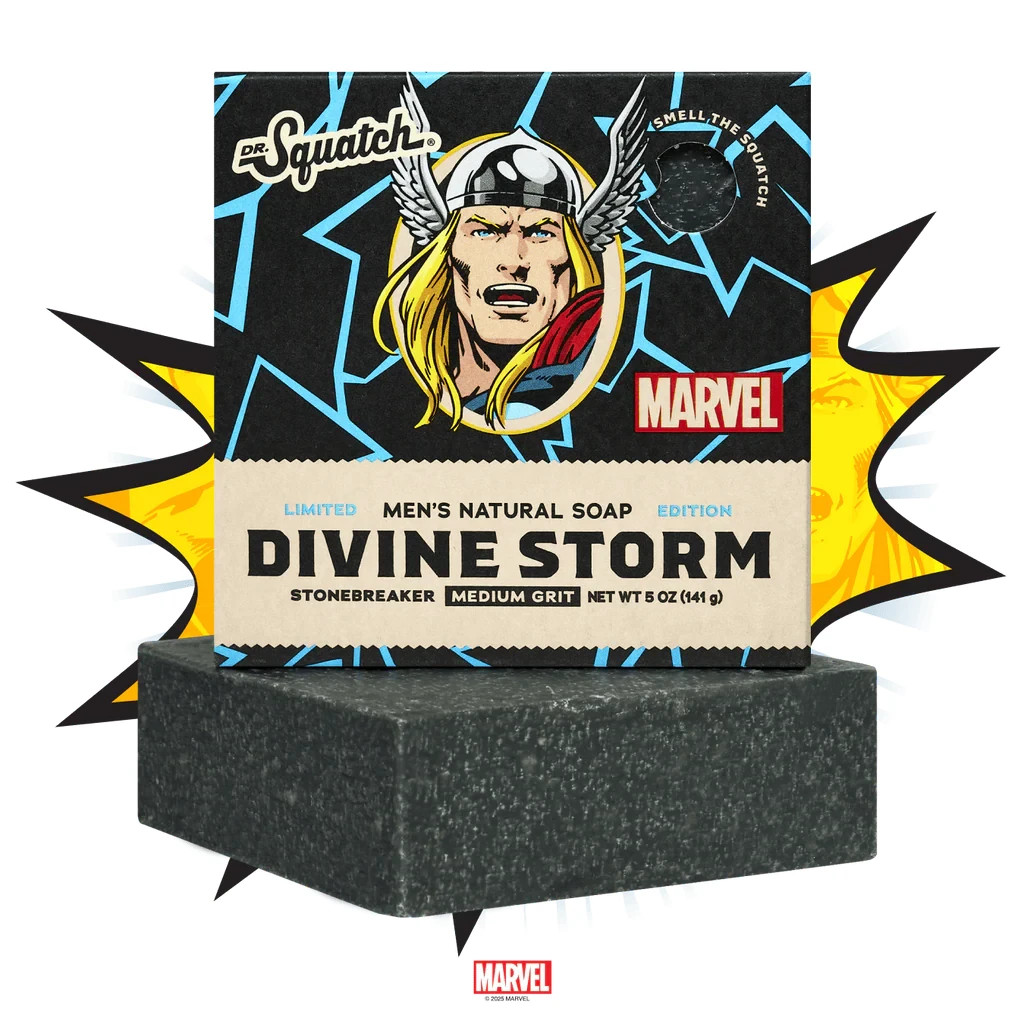 NIB~ Dr Squatch Marvel Soap Divine Storm Thor 5 oz 2x Bars Limited Ed Hero AX2