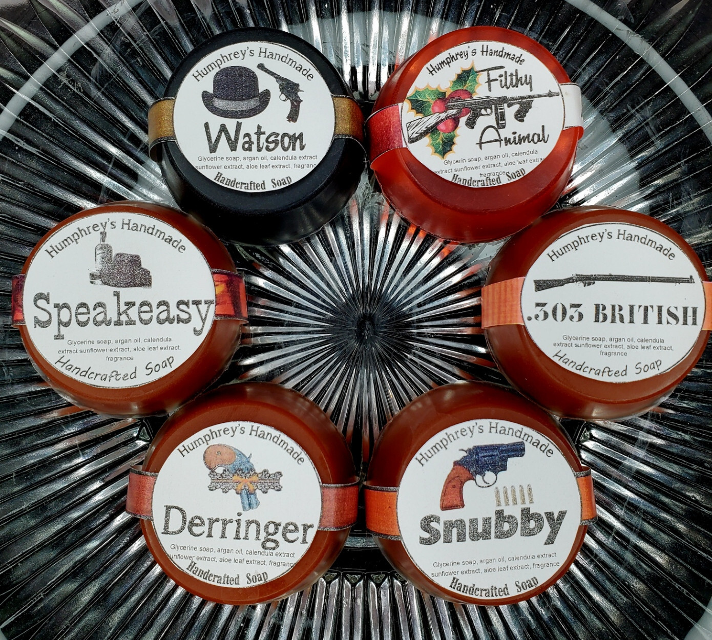 Lot of 6 Men’s Whisky Flight Soaps, Handmade Glycerin Shave & Shampoo Sampler