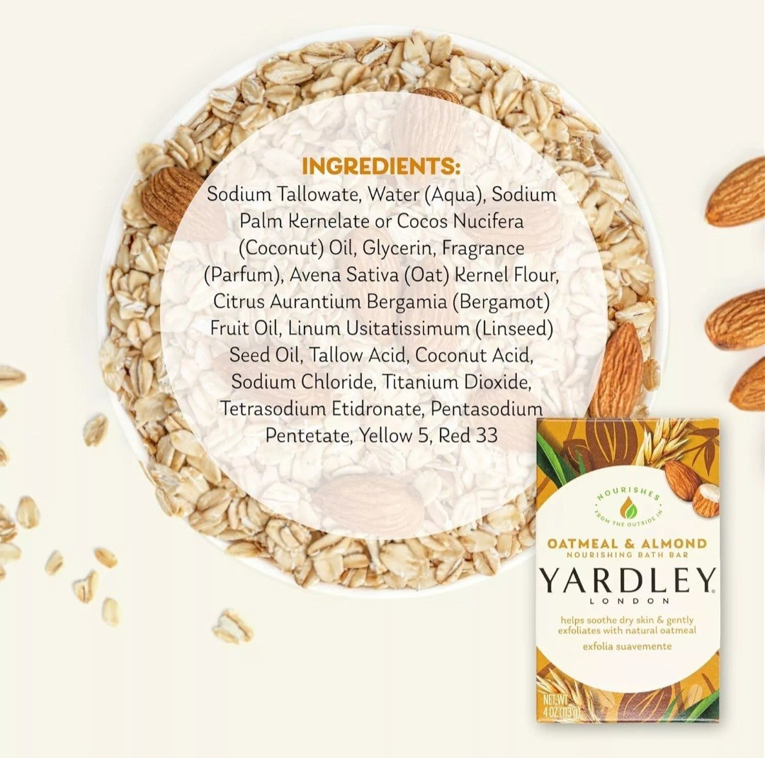 § YARDLEY LONDON (2-BARS) 4.0 Oz. 🟤🫧 ●OATMEAL & ALMOND● 🫧 ≈NOURISHING≈ Bars.