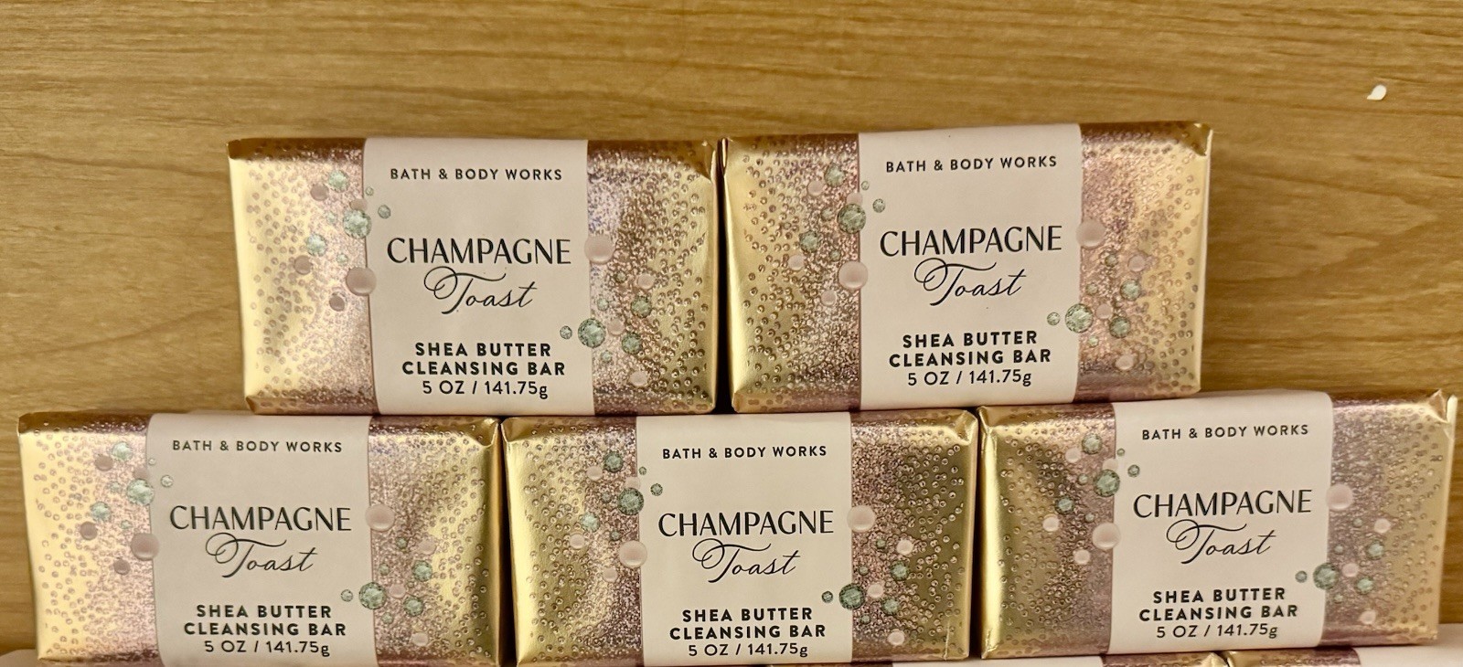 5 X New Bath & Body Works Champagne Toast Shea Butter Cleansing Soap Bars