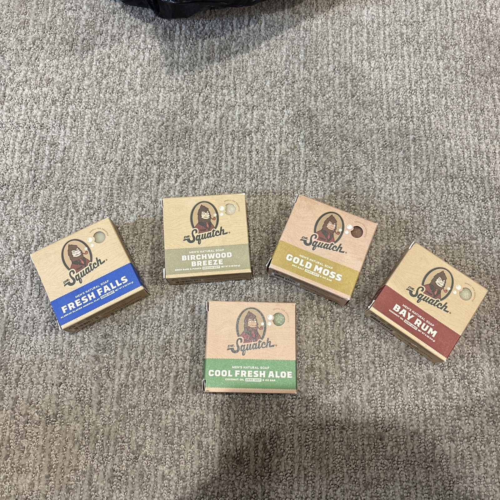 Dr. Squatch Natural Soap Lot of 5 New Sealed Fresh Falls Bay Rum Gold Moss Aloe
