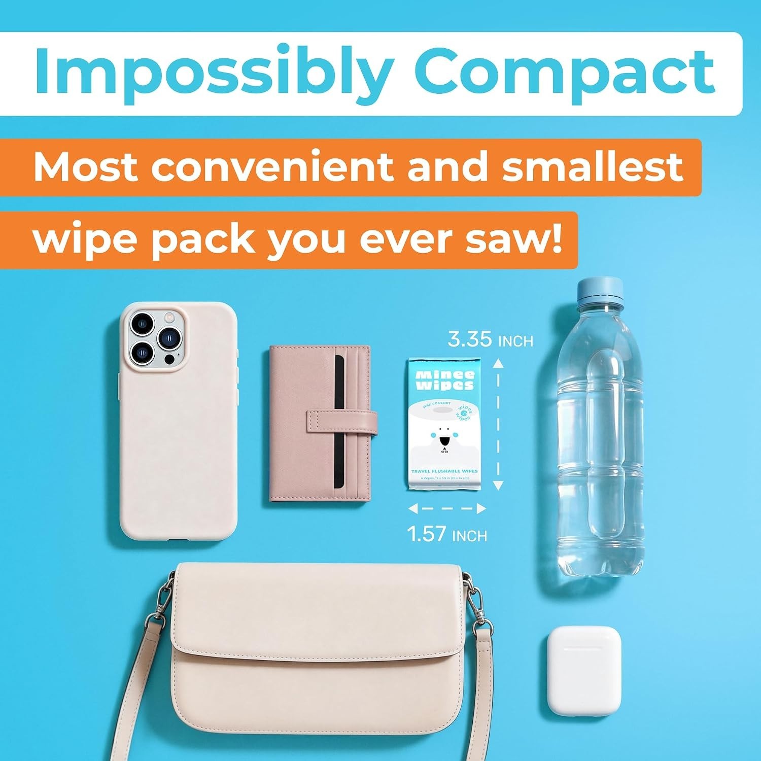 Compact Flushable Wipes, Unscented – Travel Size, 288 Ct