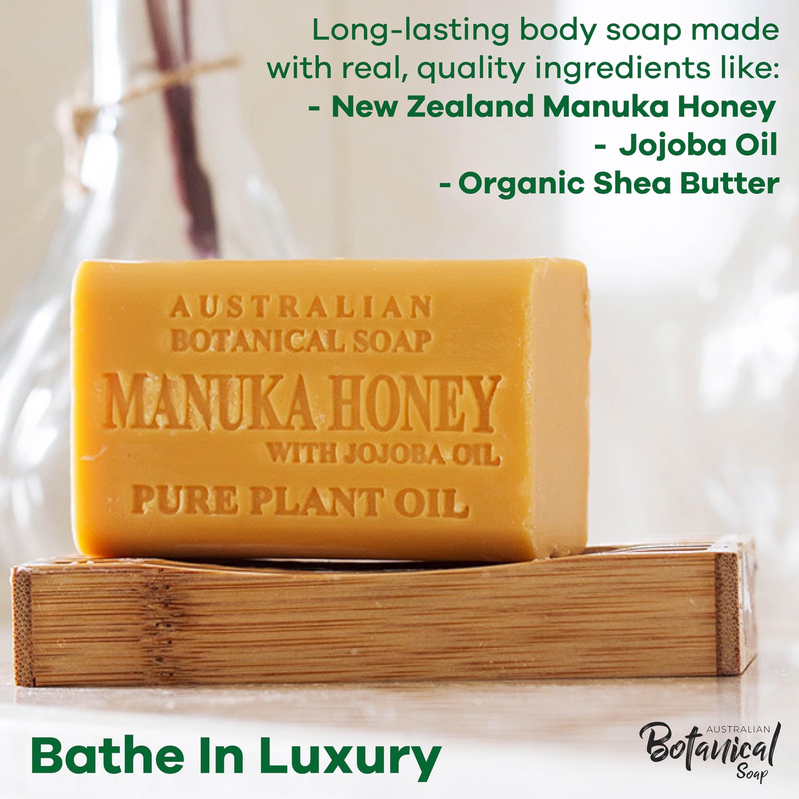 Australian Botanical Soap, 6.6 OZ, Manuka Honey and Jojoba Oil, Triple Milled…