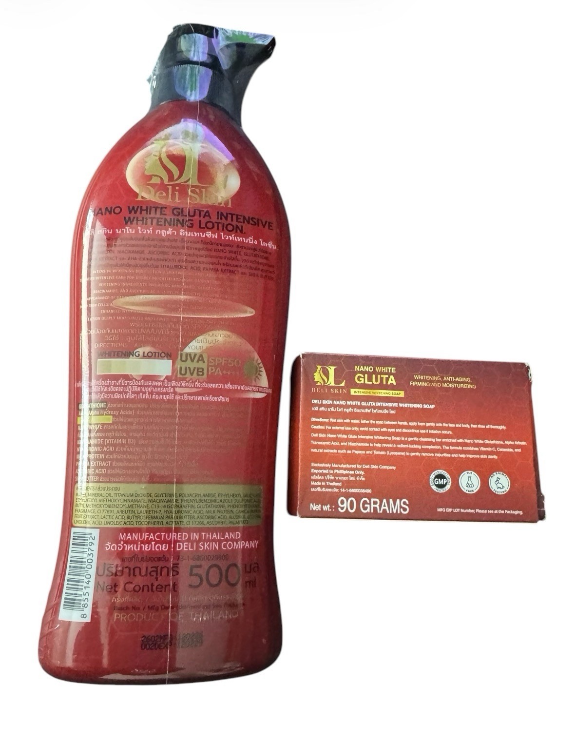 Deli Skin Nano White Gluta Whitening Soap 50x + 20X Glutathione Whitening Lotion