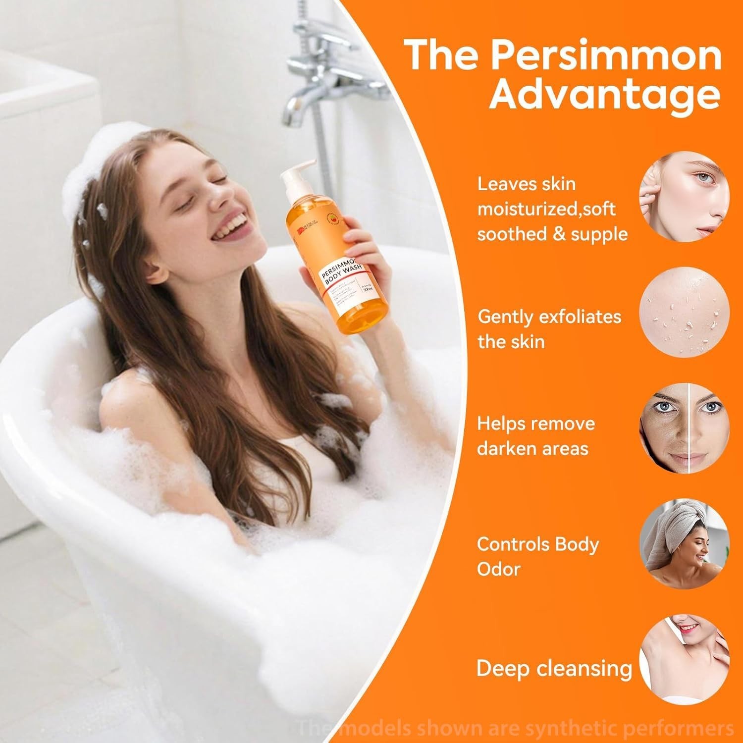 Persimmon Body Wash for Body Odor Control, Natural Deodorizing Soap for Under…