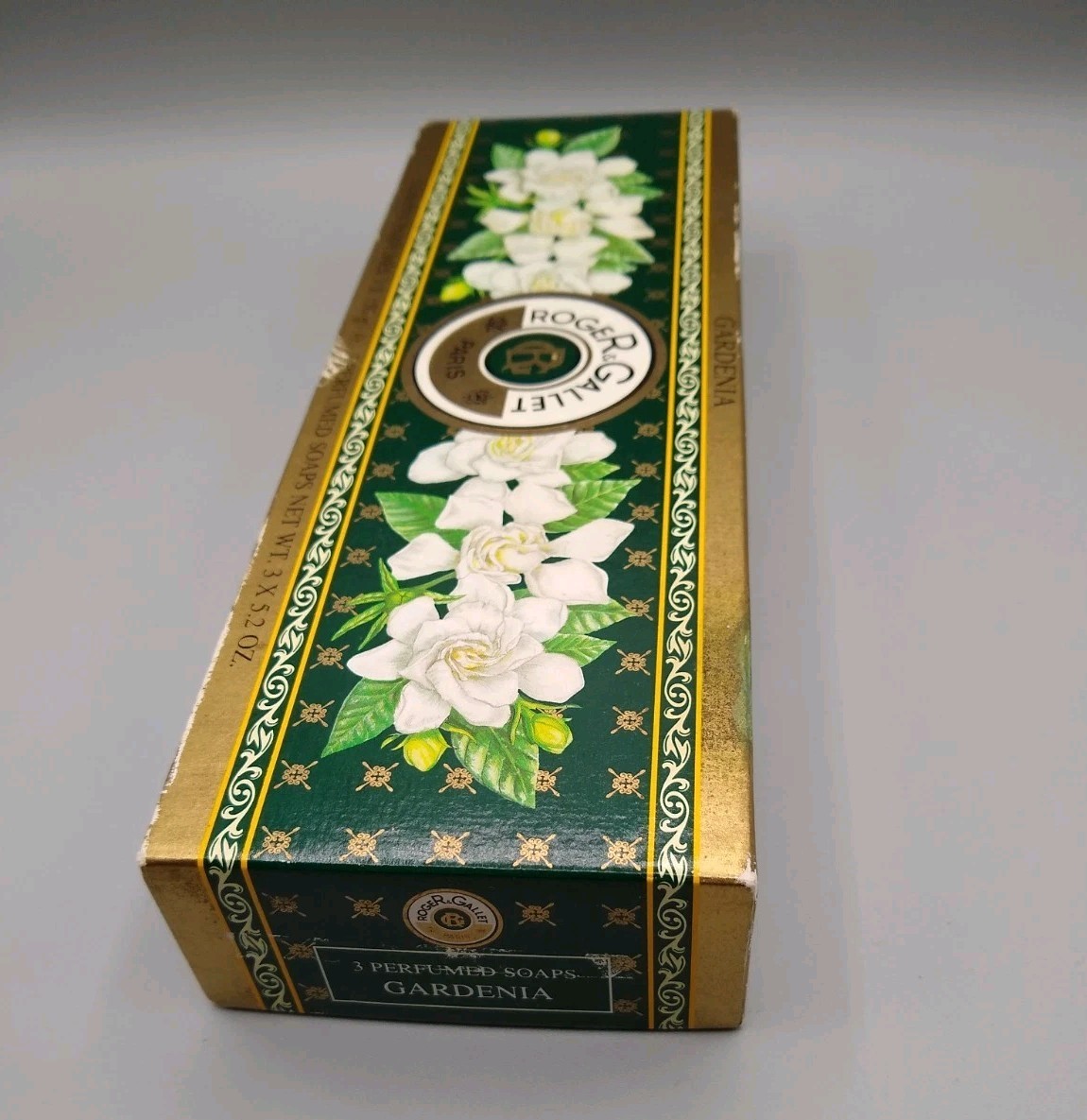 3 Roger & Gallet Perfumed Soaps, Gardenia 5.2 Oz Bars, vintage open box READ