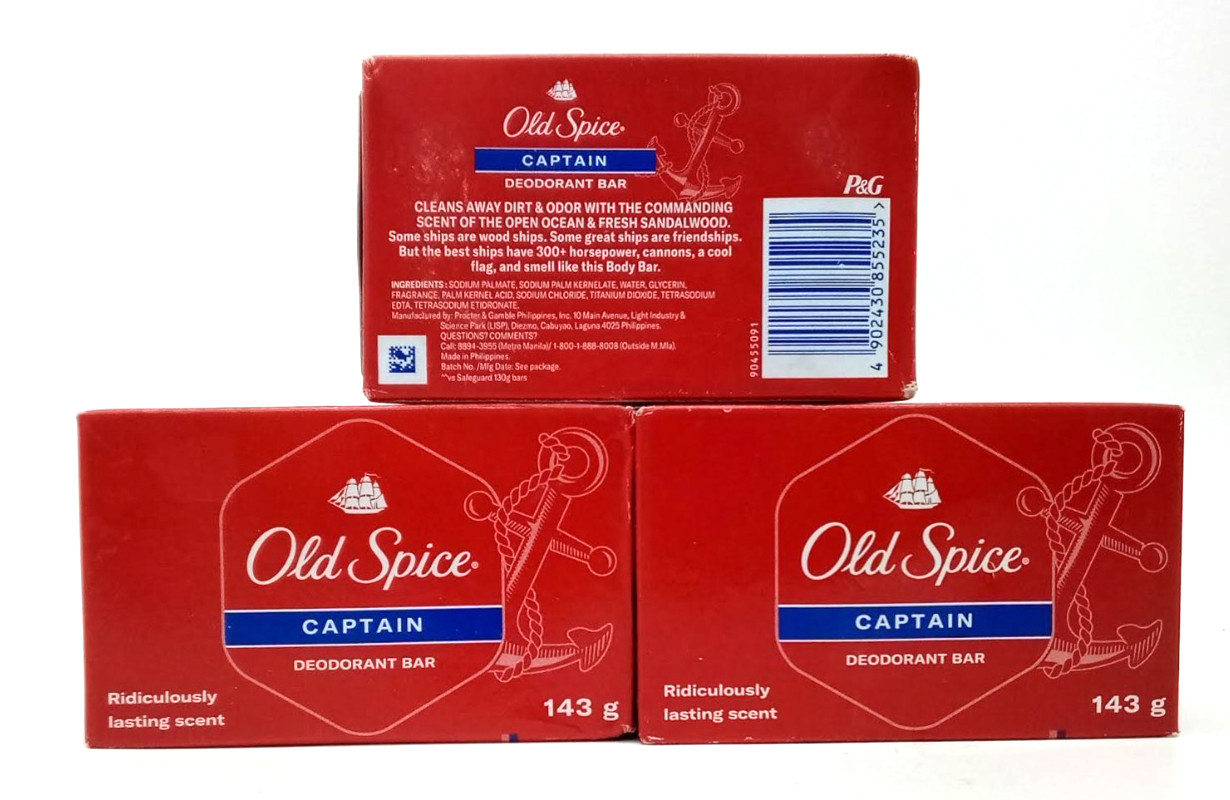 Old Spice Captain Deodorant Soap Bars 3-PACK 5 oz (143 gr) each NEW