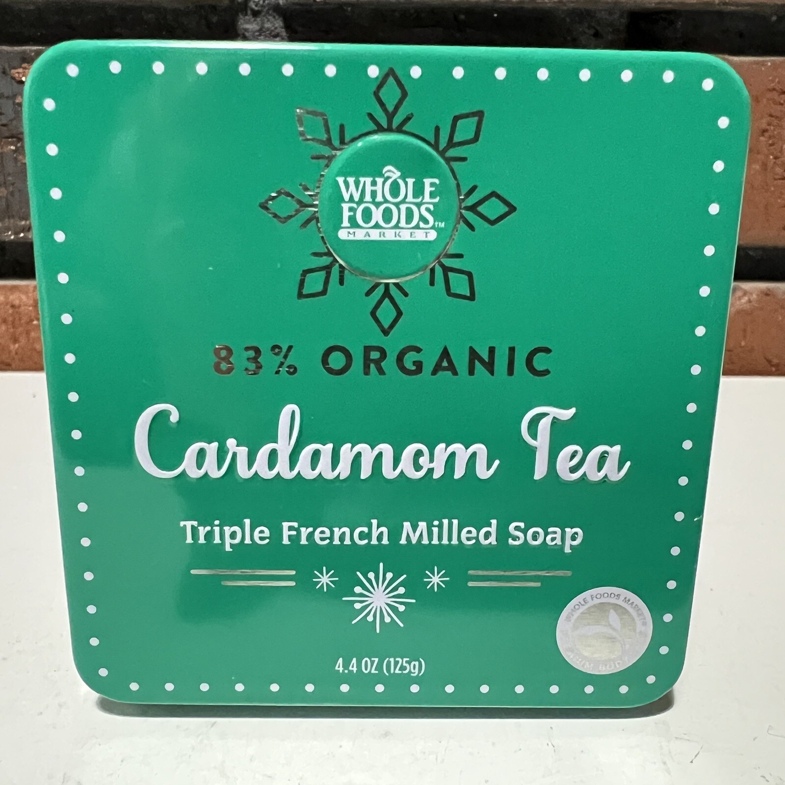 Whole Foods Cardamom Tea Triple French Milled Soap 83% Organic 4.4oz