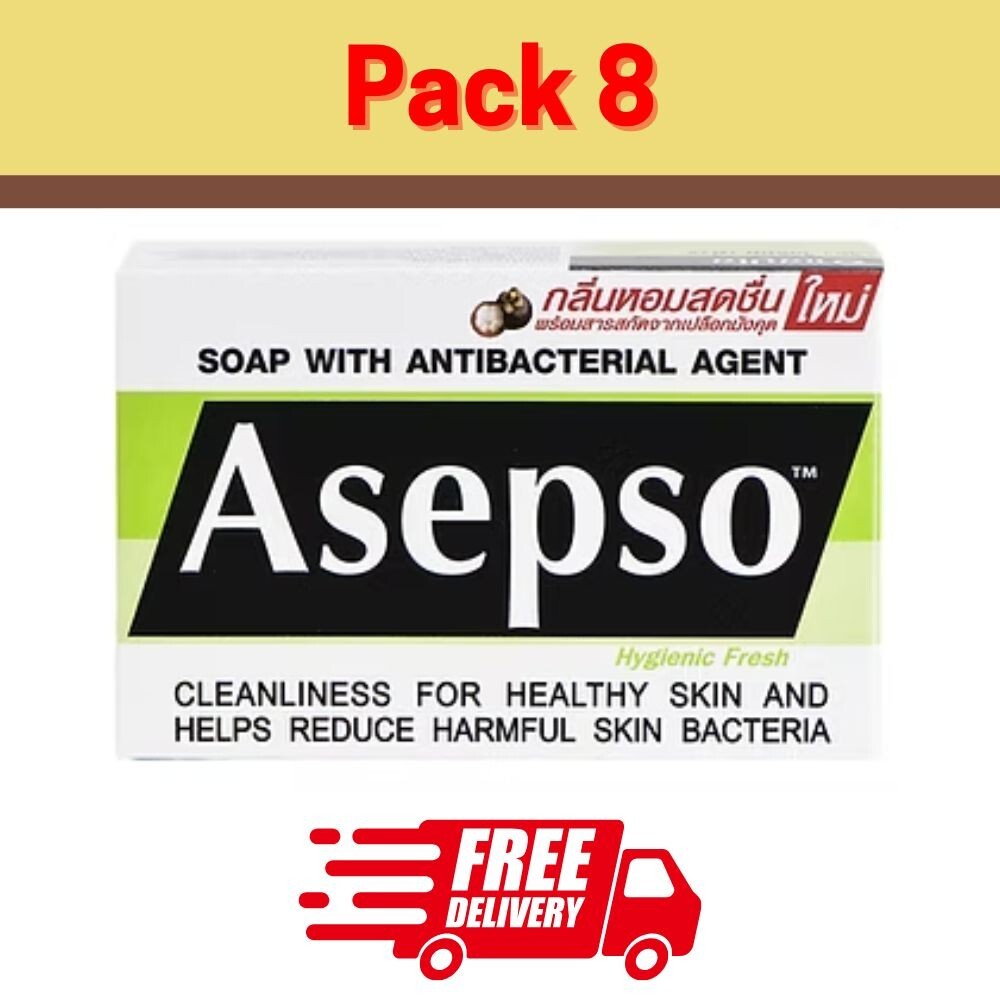Asepso Bar Soap Hygienic Fresh For Prickly Heat & Skin Infections 80g x8
