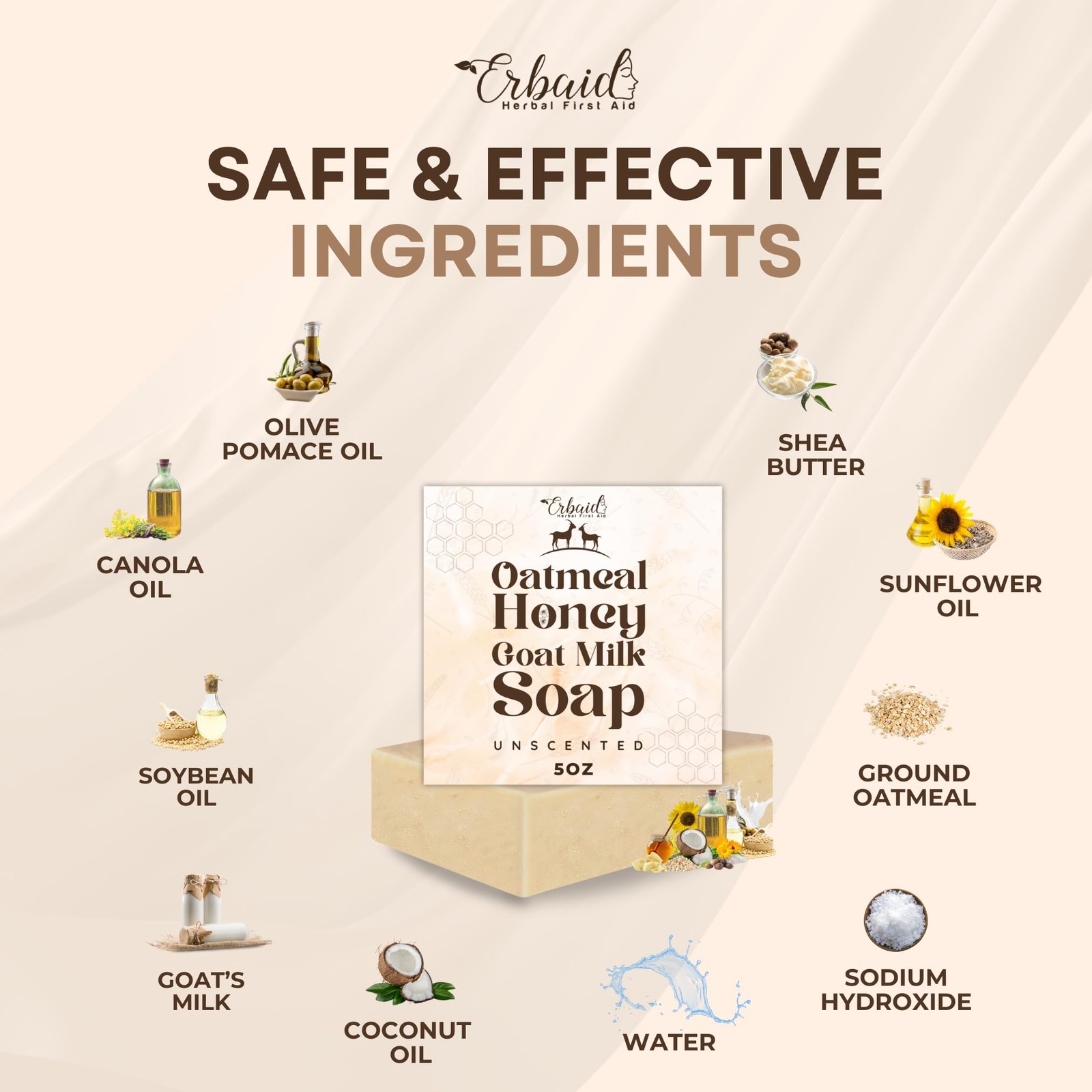Oatmeal Honey Goat Milk Soap Bar for Eczema, Psoriasis, Sensitive Skin