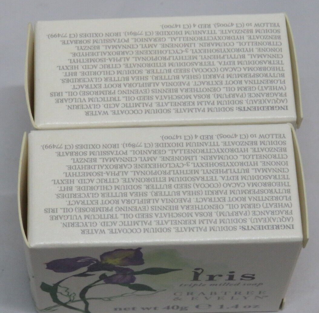 Crabtree & Evelyn Iris Triple Milled Soap Bar – 40g/1.4oz Small lot of 2