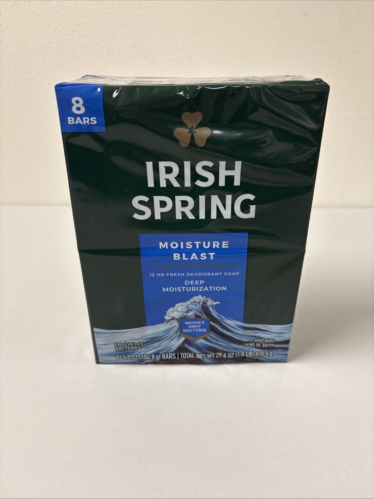Irish Spring Deodorant Bar Soap Moisture Blast w HydroBeads 3.75oz 8 Pack B11-42