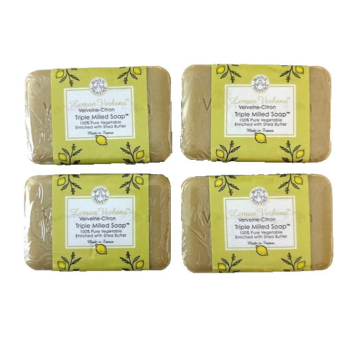 4 X Trader Joe’s Bisous de Provence Lemon Verbena Triple Milled Soap Shea Butter