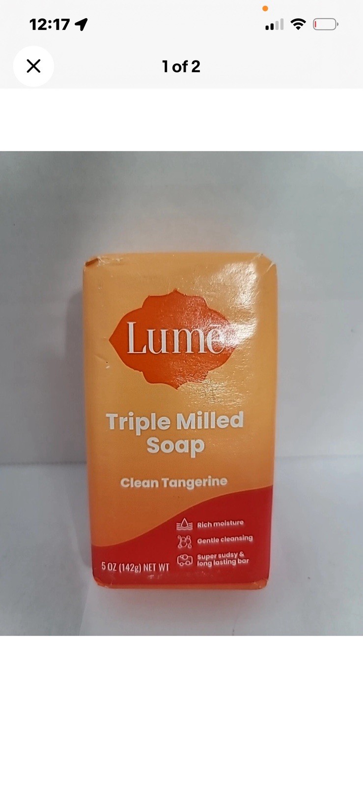 NEW Lume Triple Milled Bar Soap Clean Tangerine Rich Moisture 5 oz 142 g I1